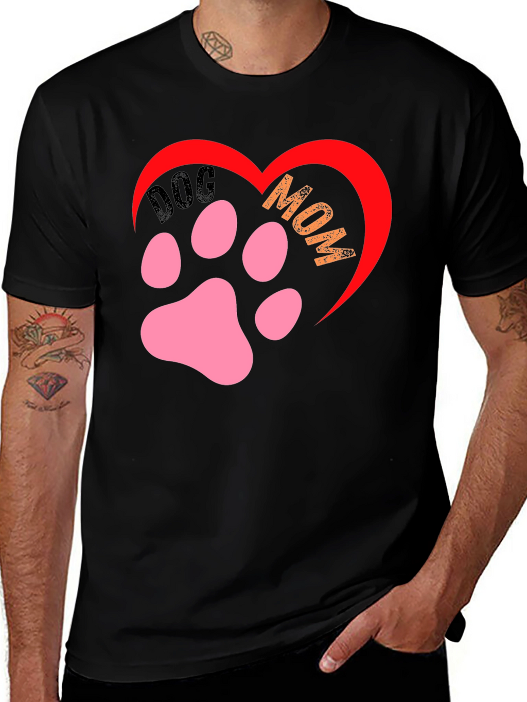 Dog Mom Paw Heart Graphic T-Shirt