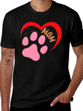 Dog Mom Paw Heart Graphic T-Shirt