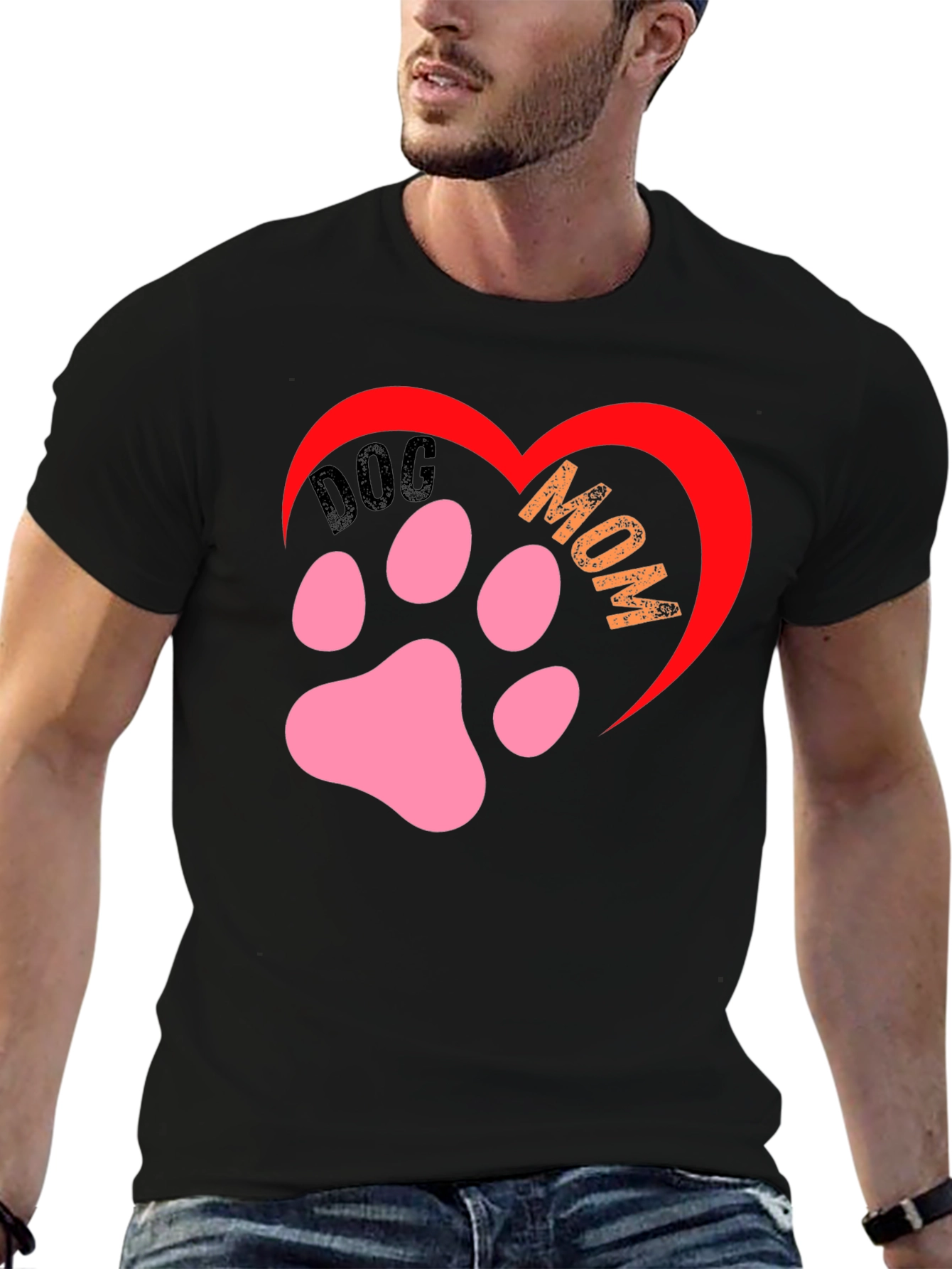 Dog Mom Paw Heart Graphic T-Shirt