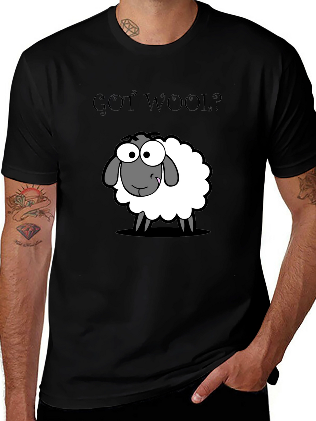 Got Wool? Sheep Graphic T-Shirt - Black Cotton Tee