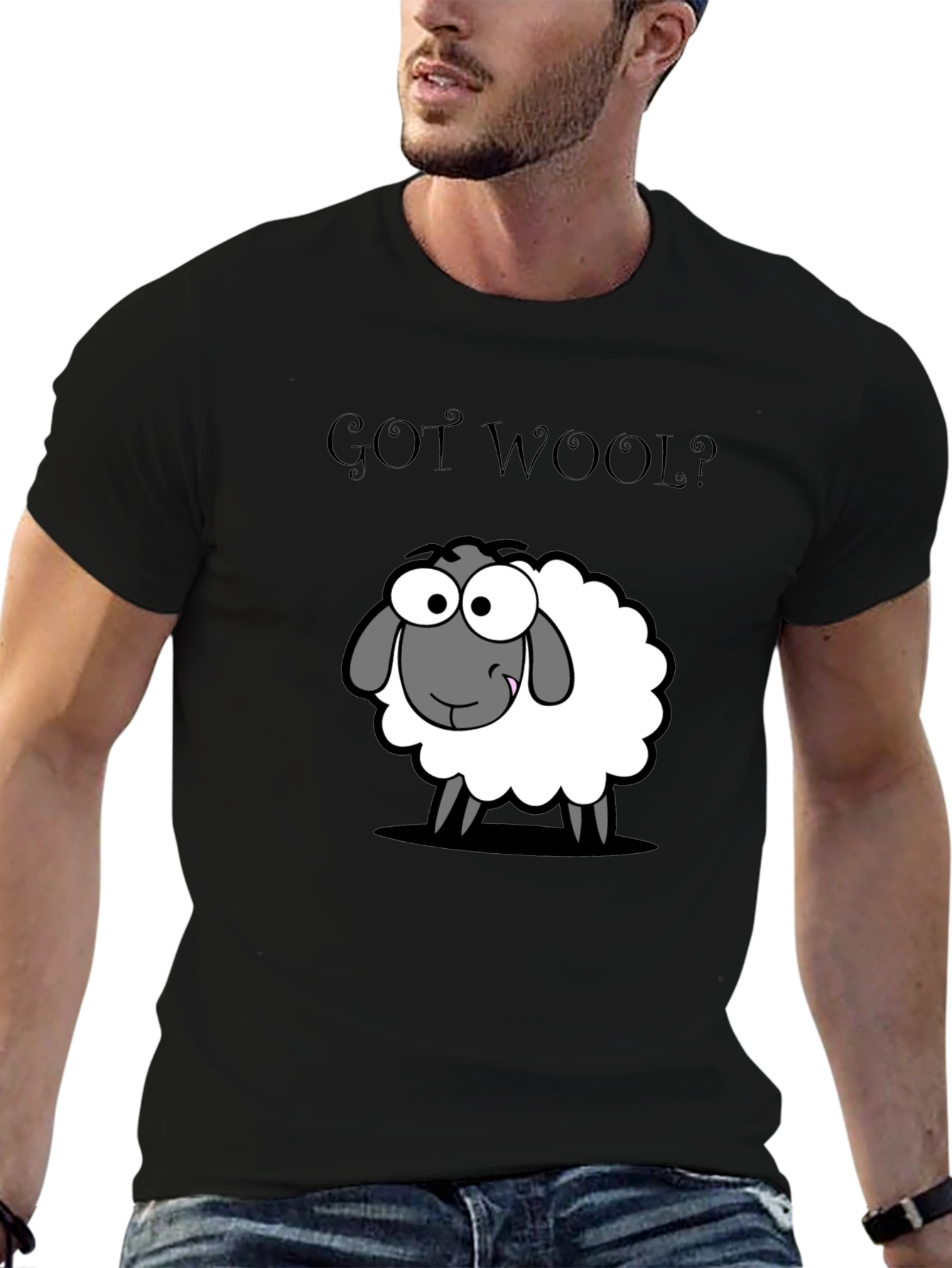Got Wool? Sheep Graphic T-Shirt - Black Cotton Tee