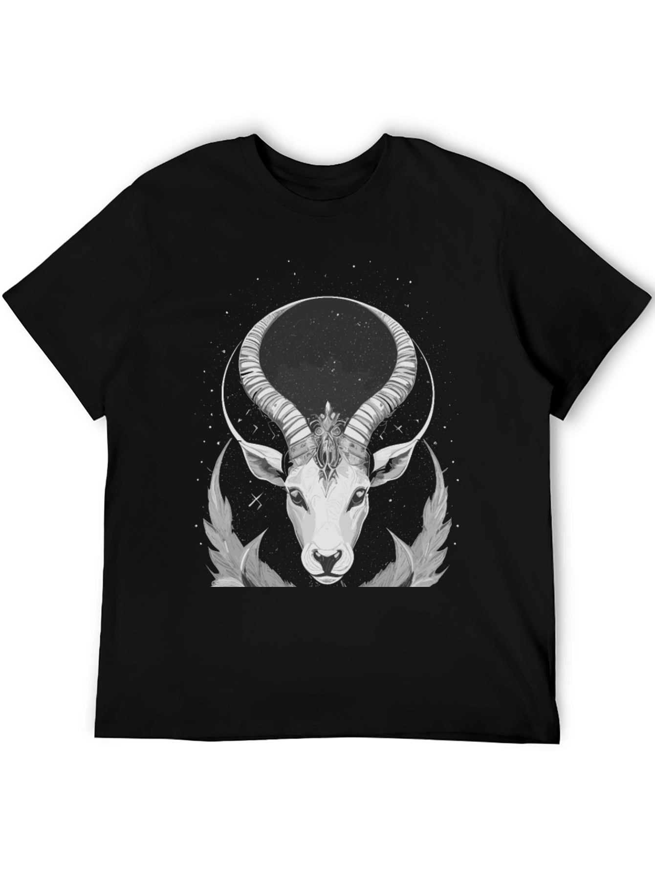 Cosmic Antelope Graphic Tee - Black Cotton Blend