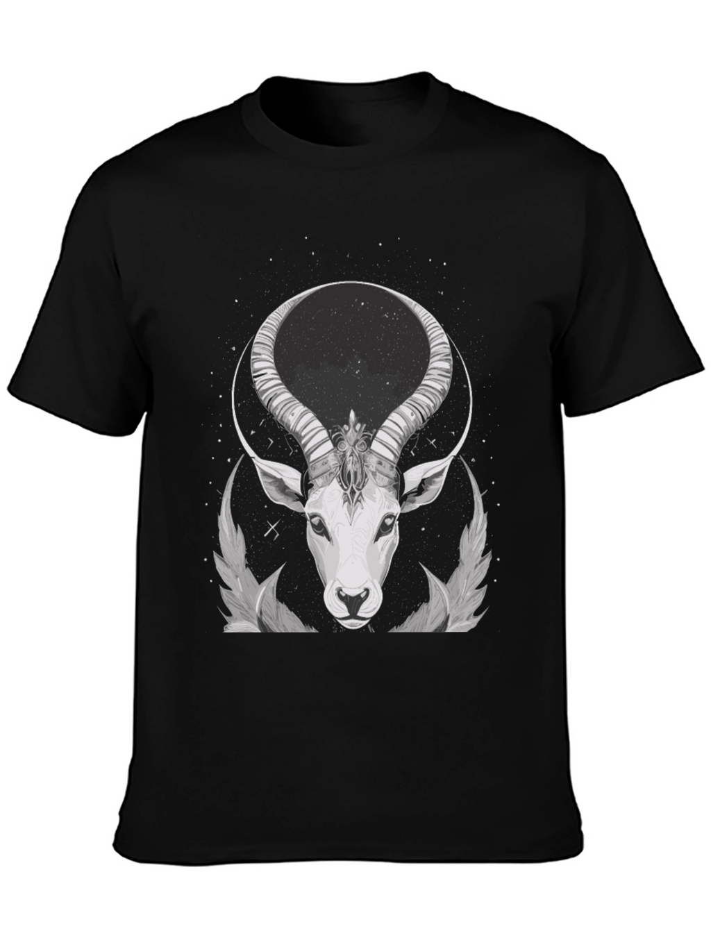 Cosmic Antelope Graphic Tee - Black Cotton Blend
