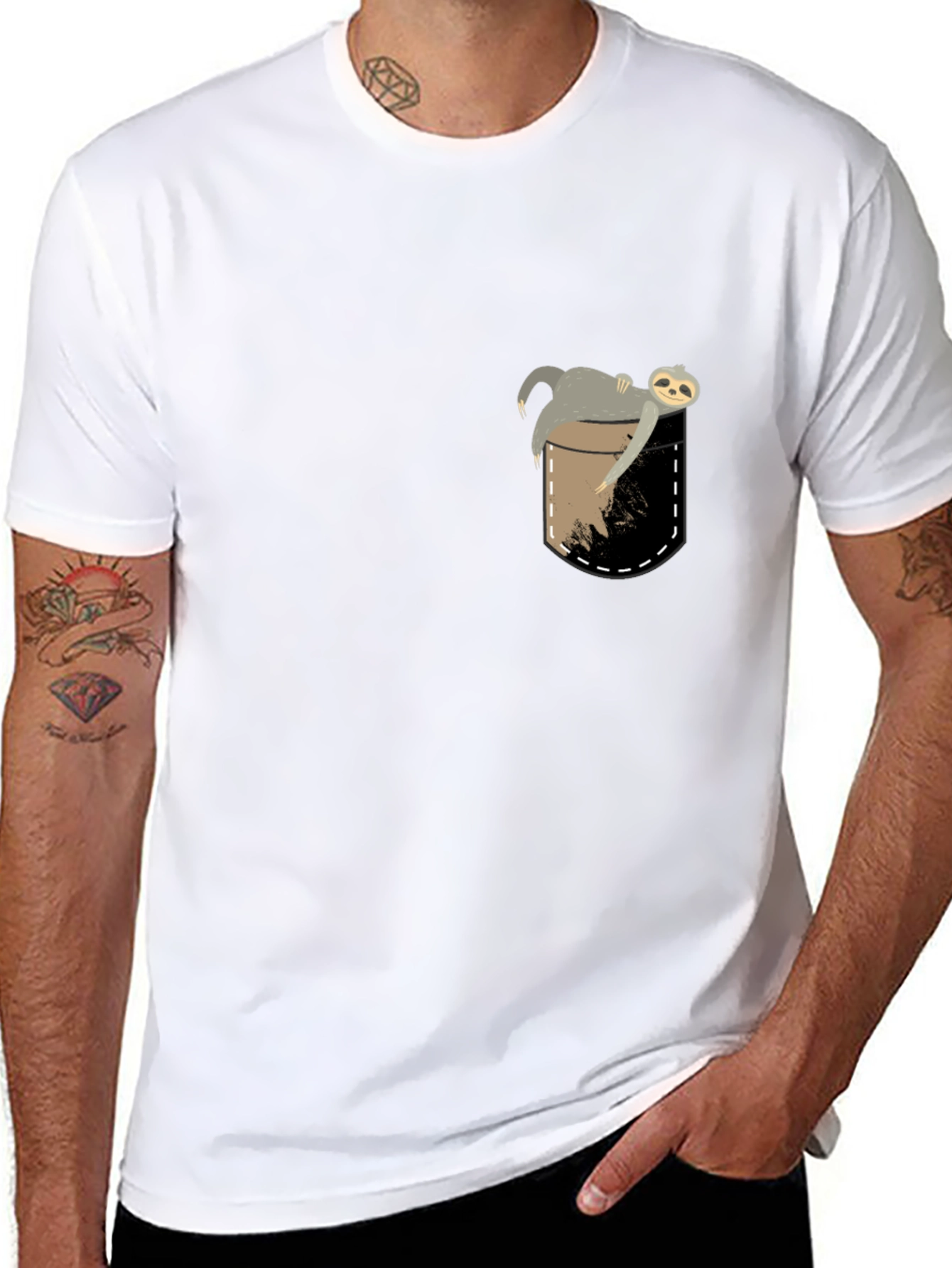 Sloth Pocket T-Shirt - Funny Lazy Animal Tee
