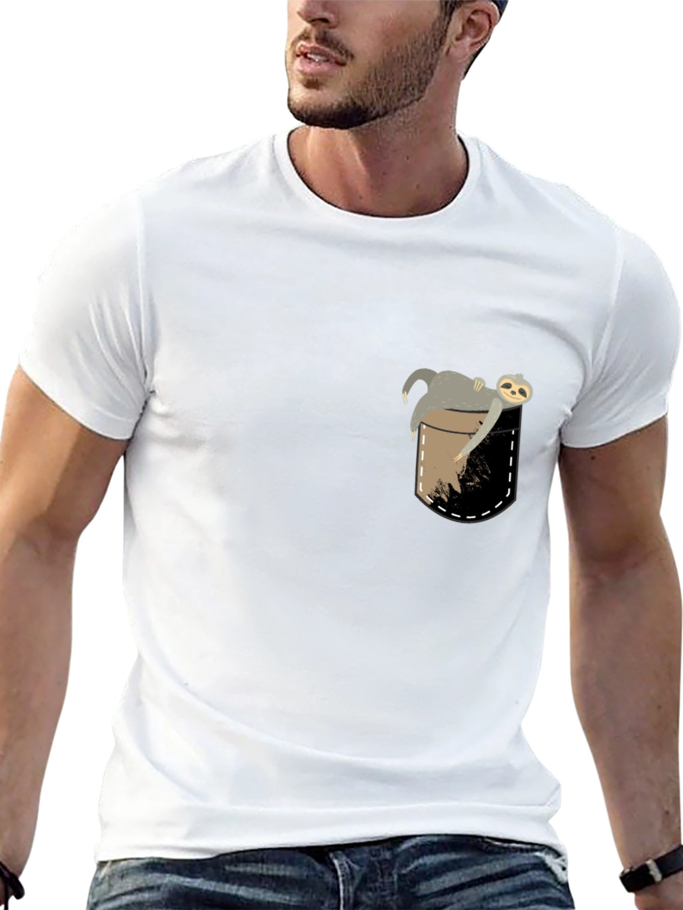 Sloth Pocket T-Shirt - Funny Lazy Animal Tee