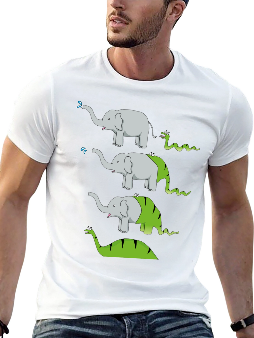 Elephant Snake Evolution Black T-Shirt