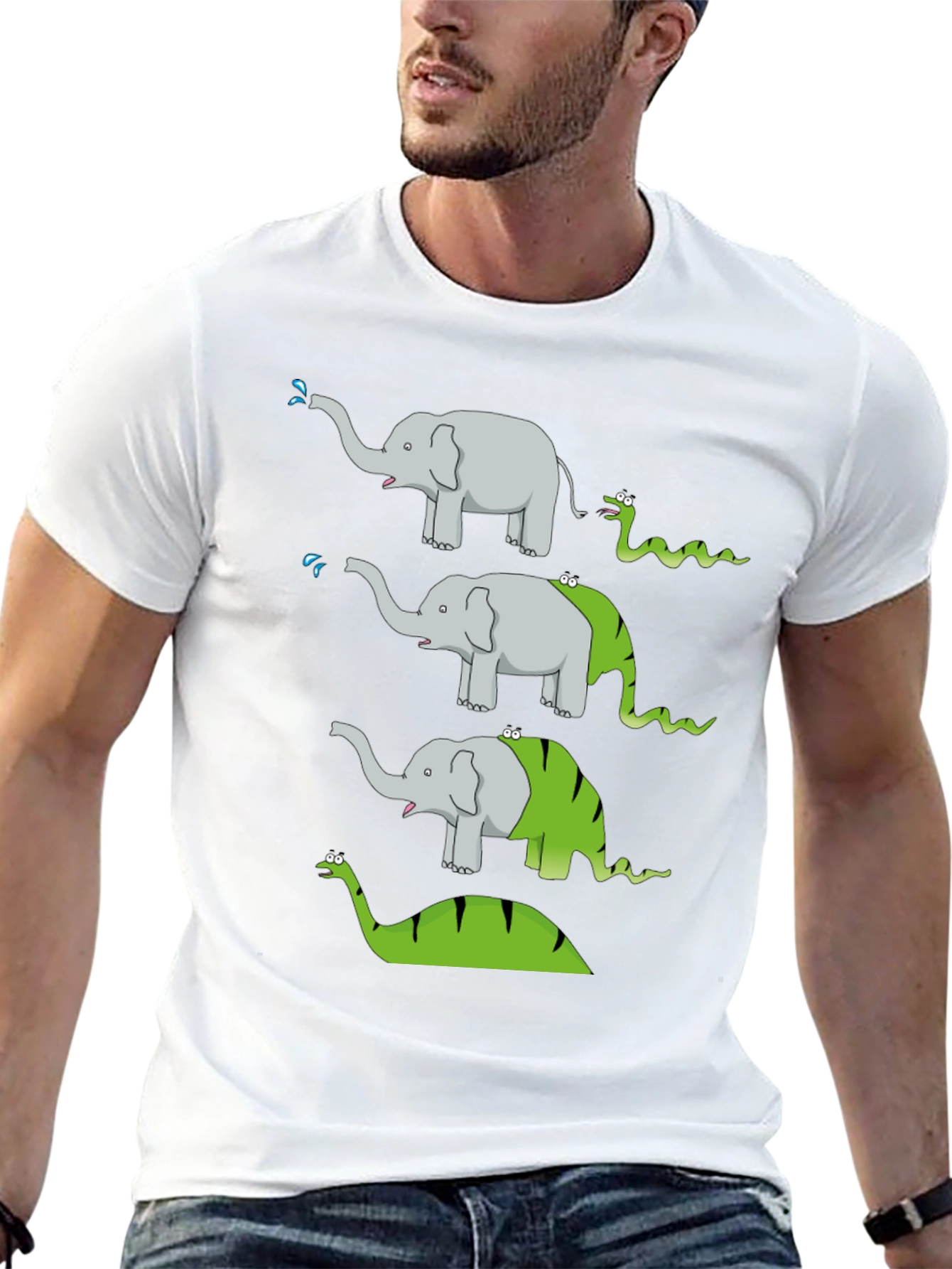 Elephant Snake Evolution Black T-Shirt