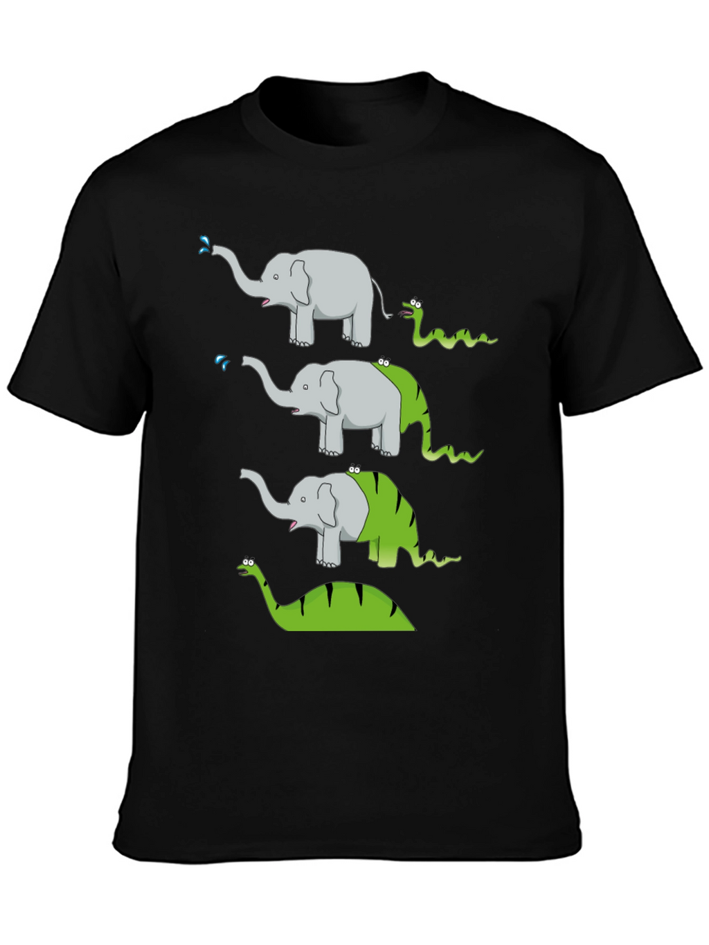 Elephant Snake Evolution Black T-Shirt