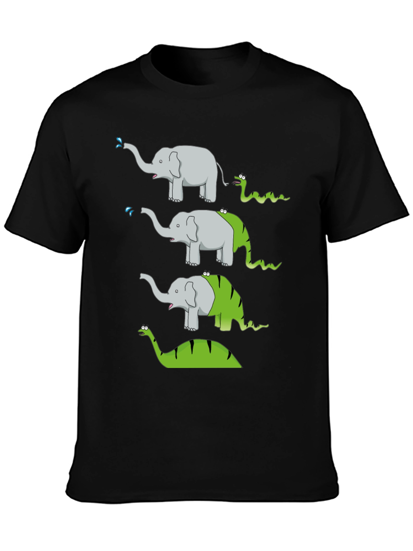 Elephant Snake Evolution Black T-Shirt