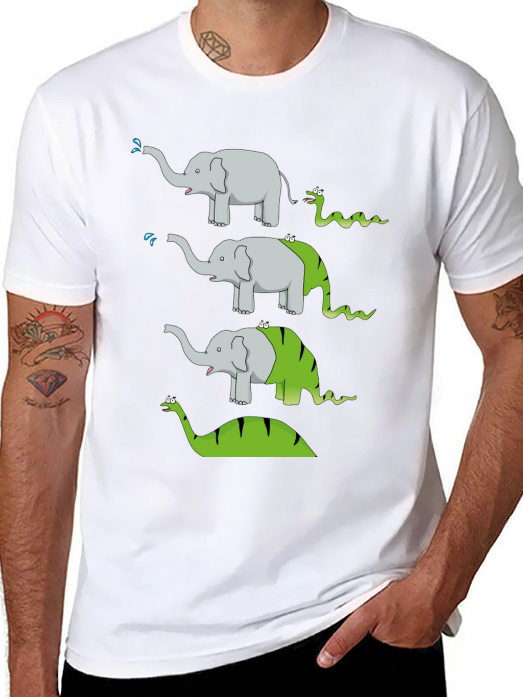 Elephant Snake Evolution Black T-Shirt