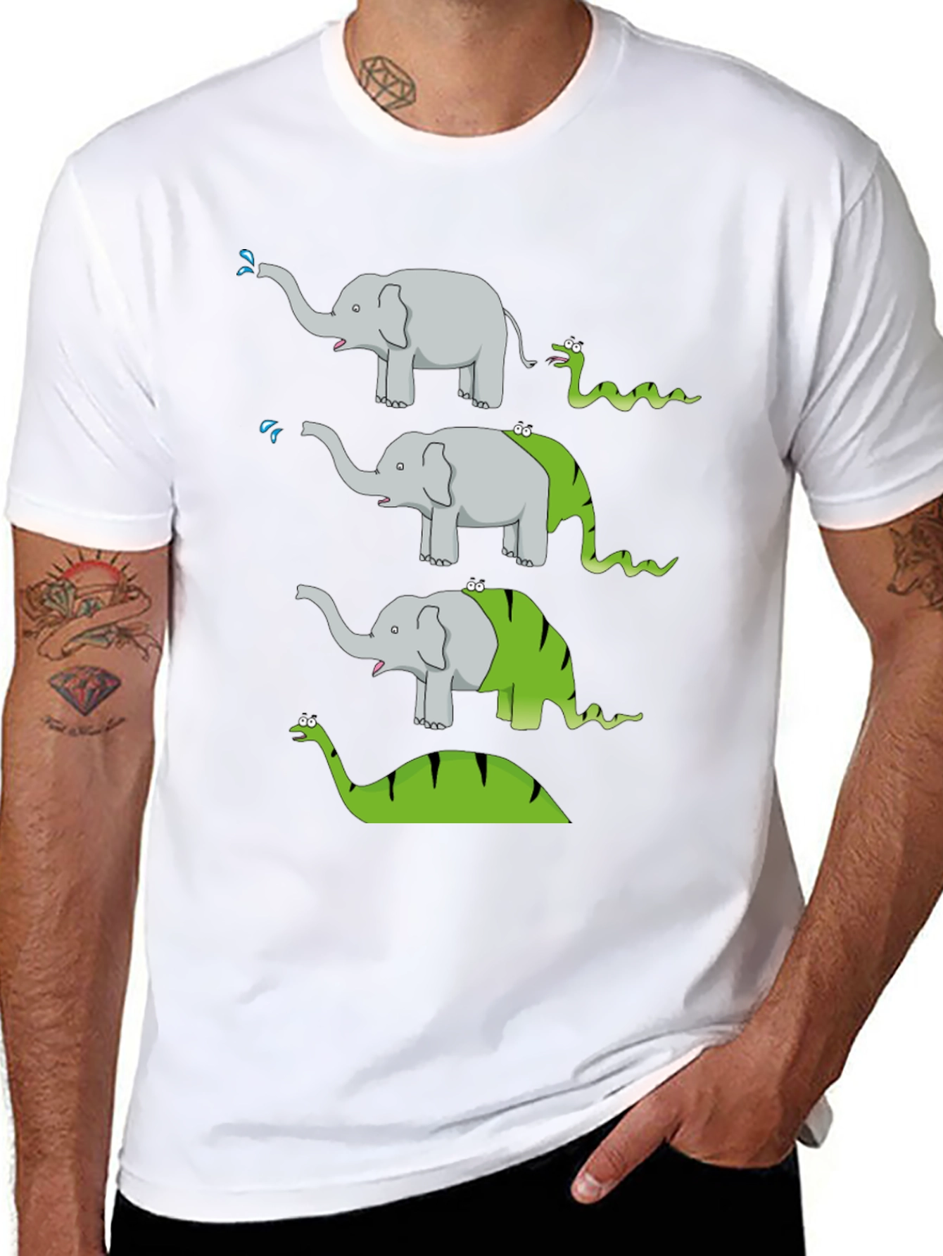 Elephant Snake Evolution Black T-Shirt