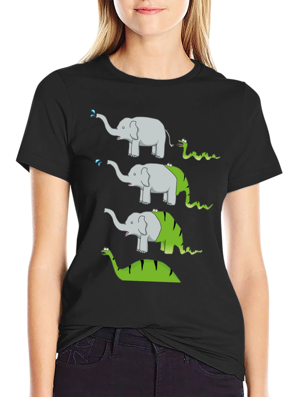 Elephant Snake Evolution Black T-Shirt