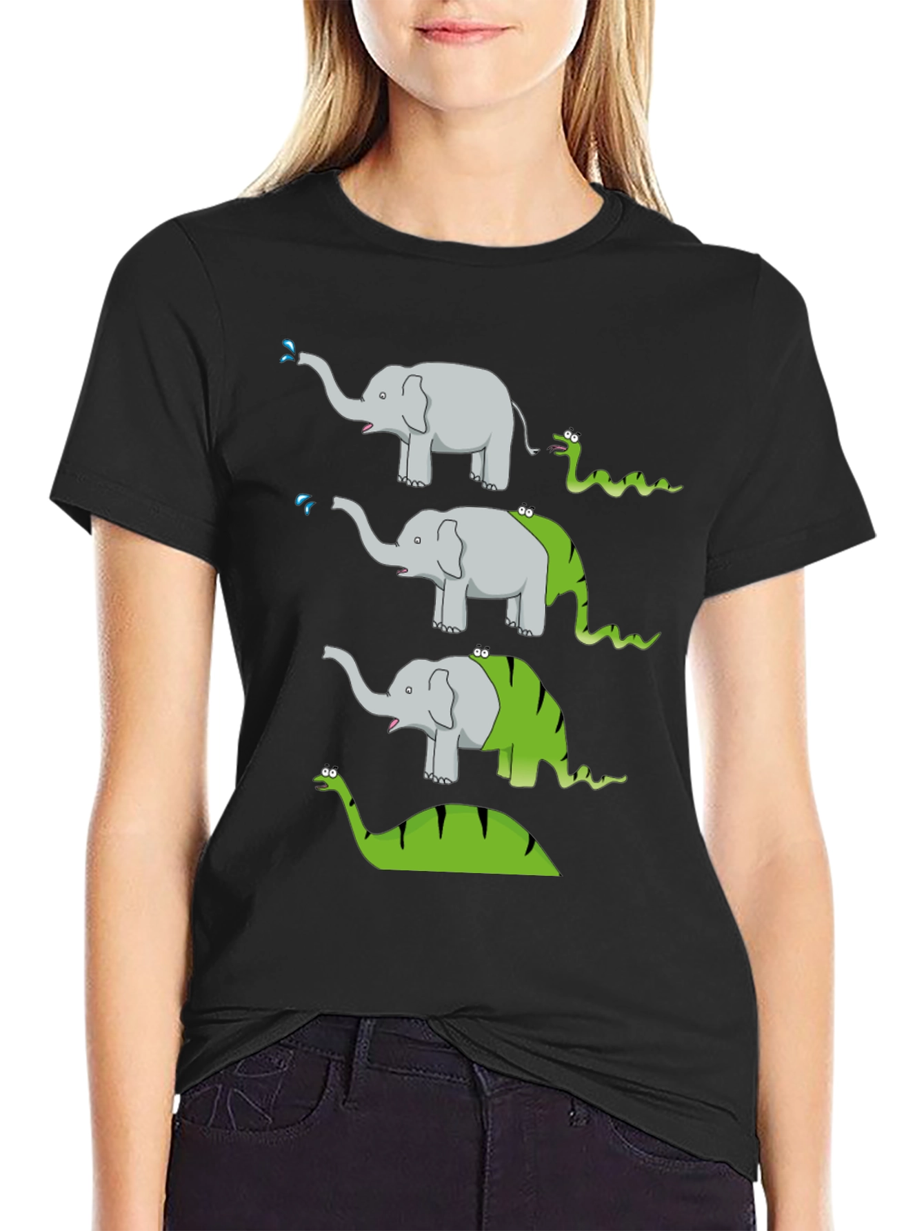 Elephant Snake Evolution Black T-Shirt