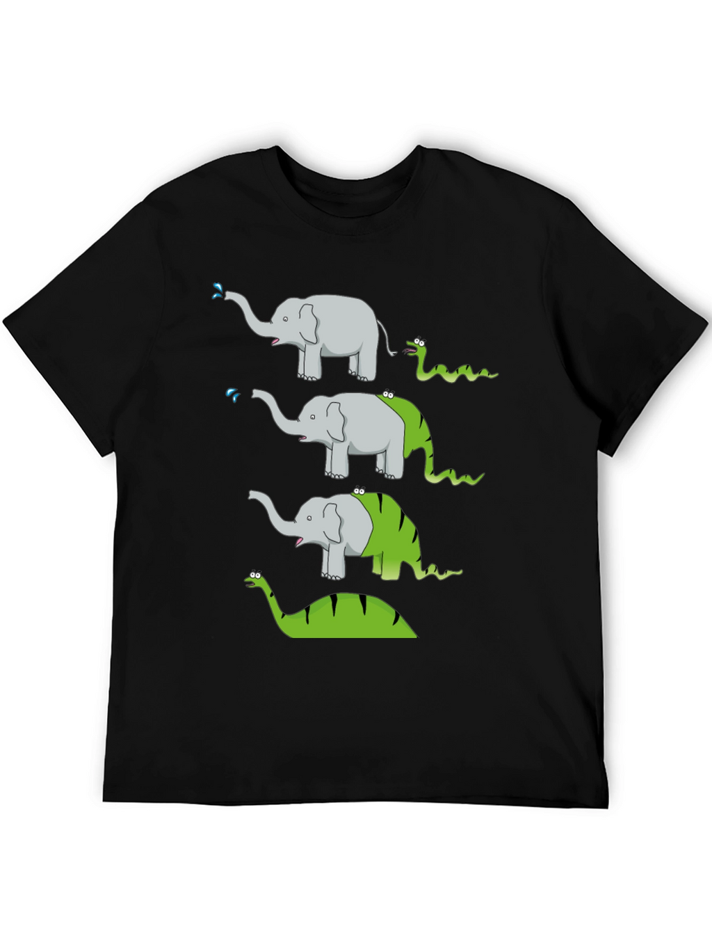 Elephant Snake Evolution Black T-Shirt