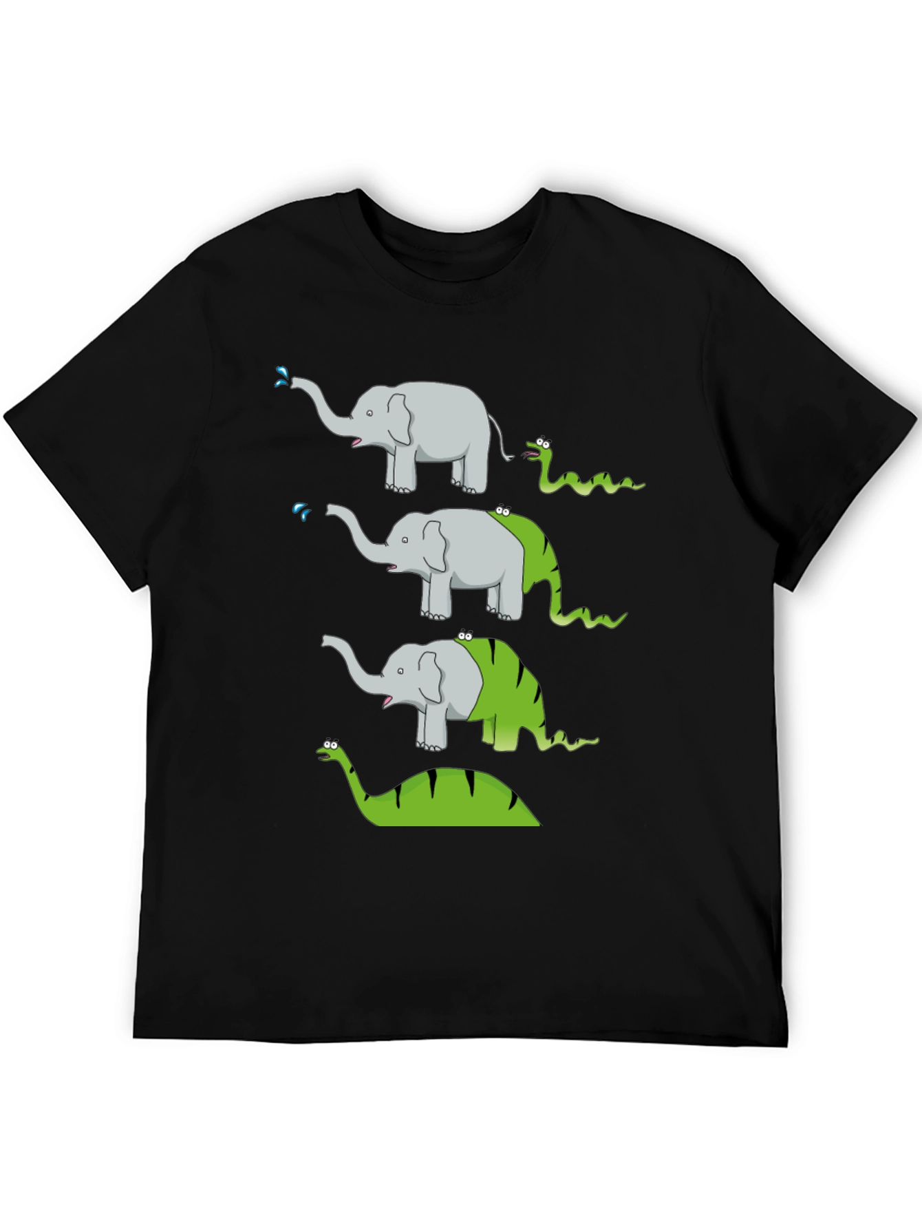 Elephant Snake Evolution Black T-Shirt