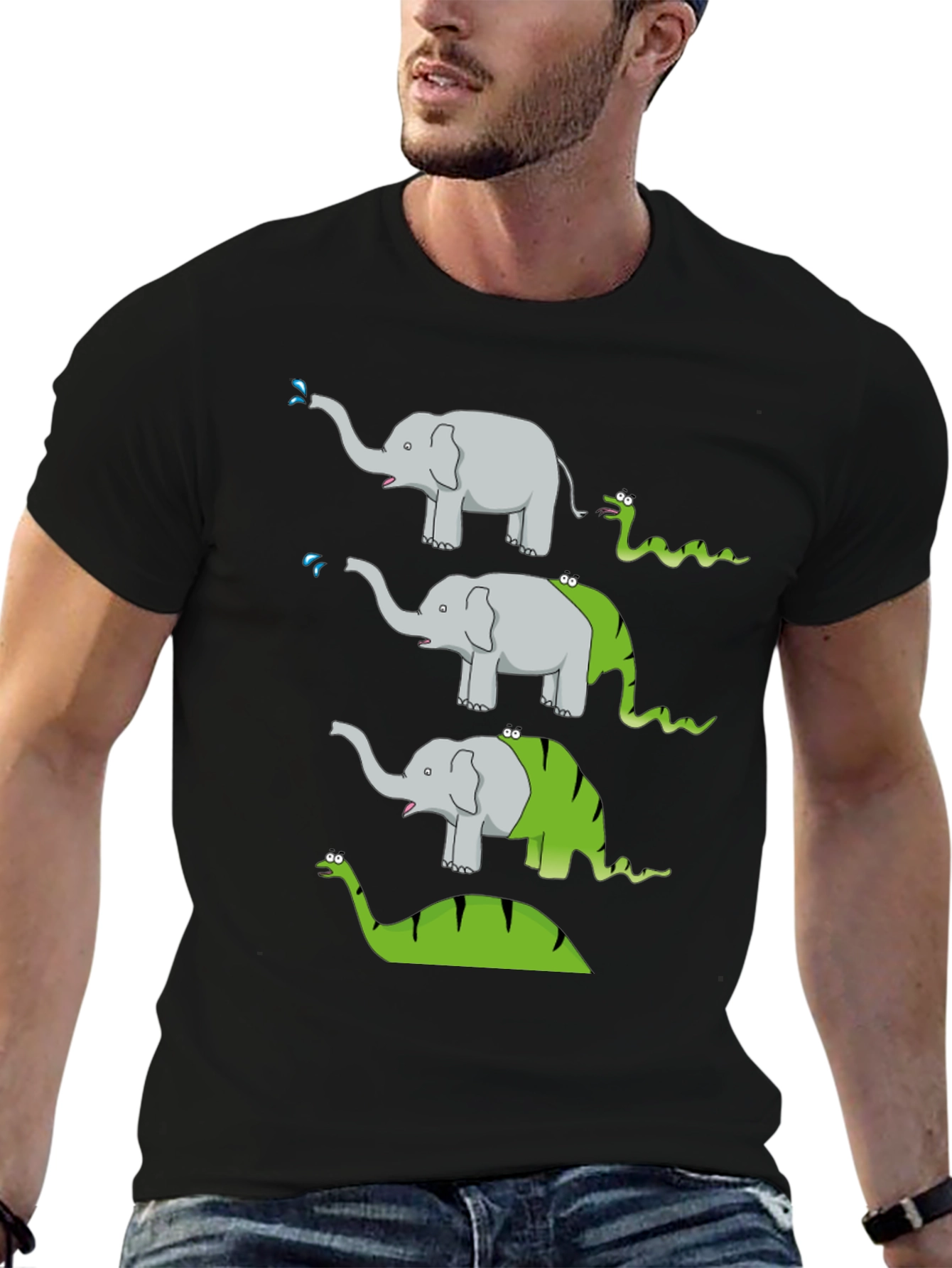 Elephant Snake Evolution Black T-Shirt