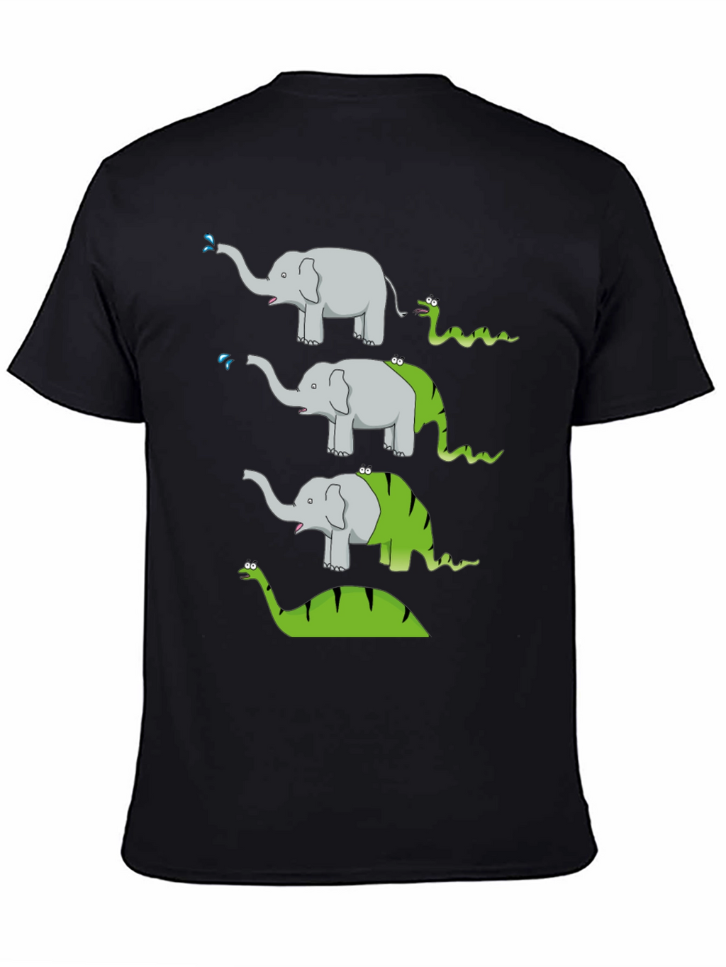 Elephant Snake Evolution Black T-Shirt