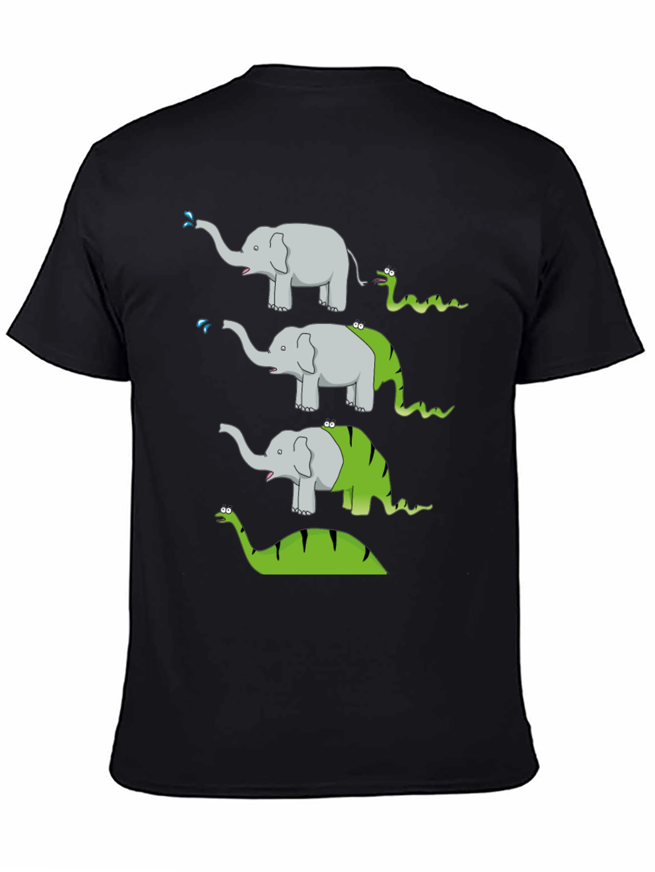 Elephant Snake Evolution Black T-Shirt