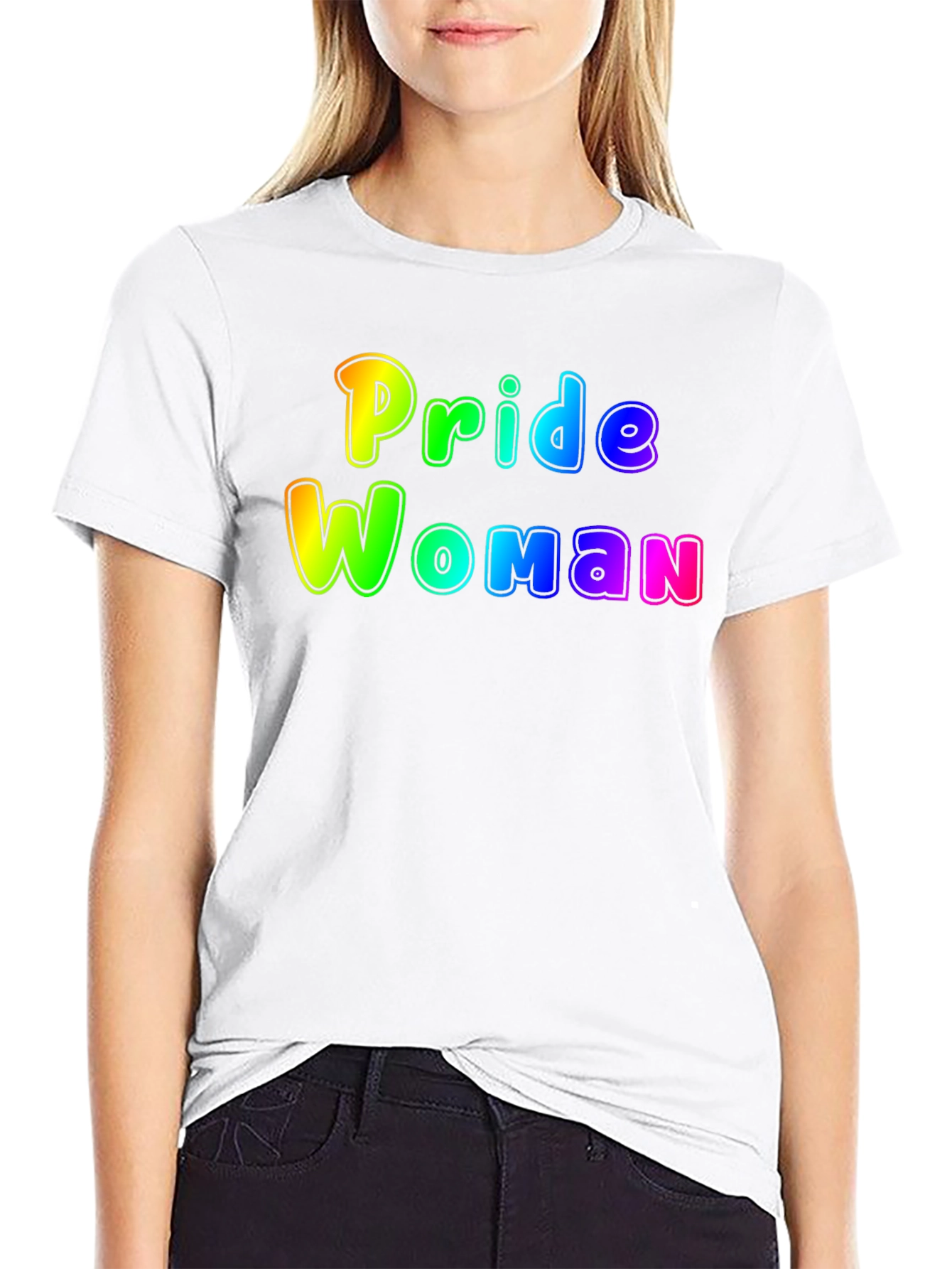 Pride Woman Rainbow Graphic T-Shirt - Black