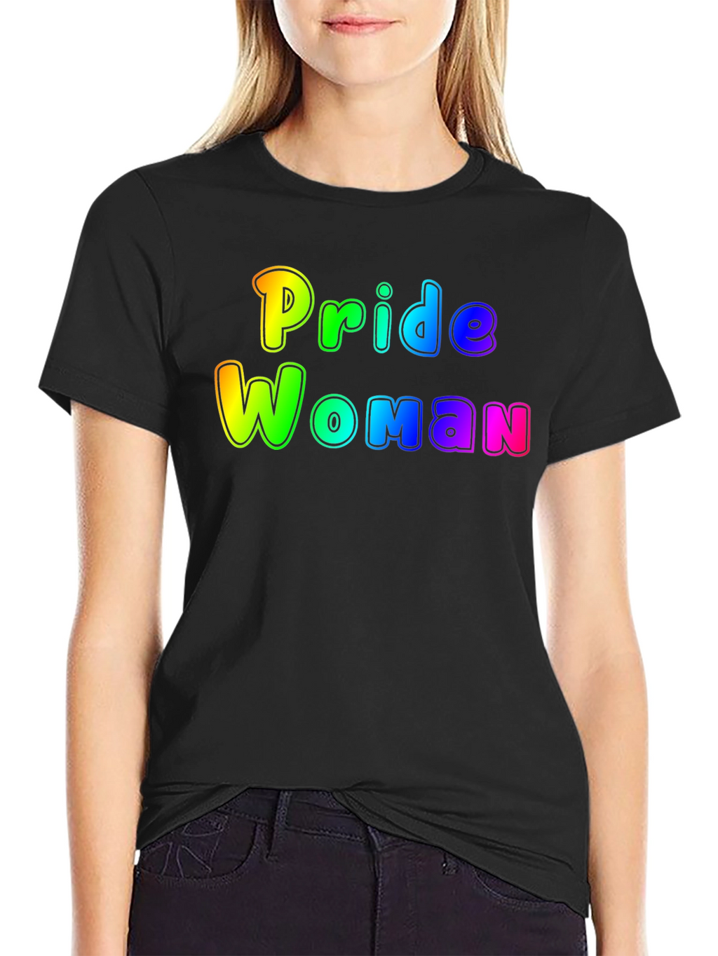 Pride Woman Rainbow Graphic T-Shirt - Black