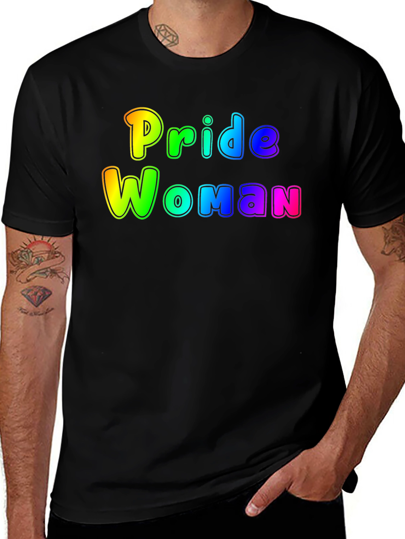 Pride Woman Rainbow Graphic T-Shirt - Black