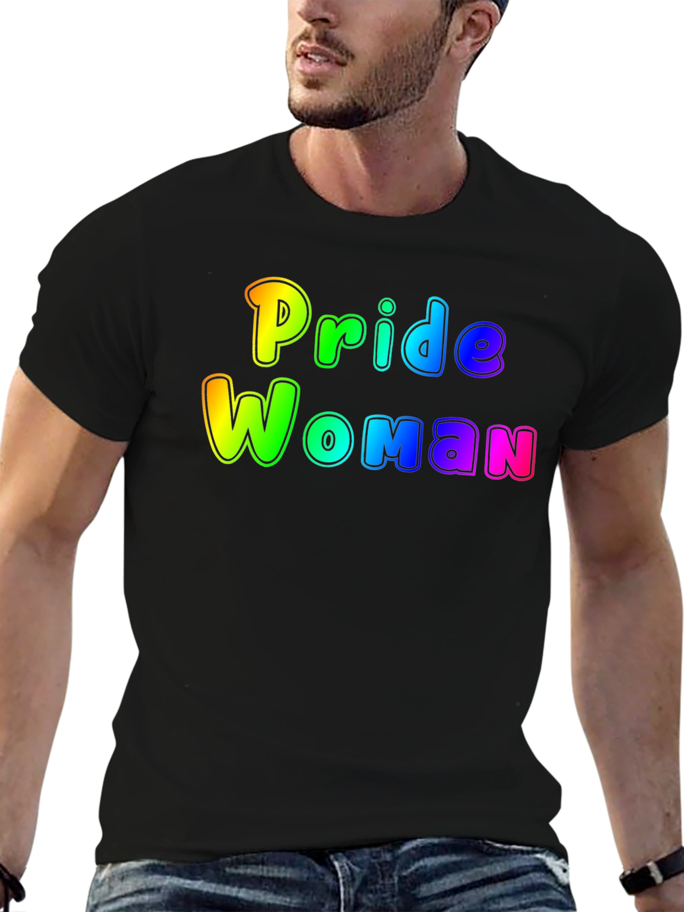 Pride Woman Rainbow Graphic T-Shirt - Black