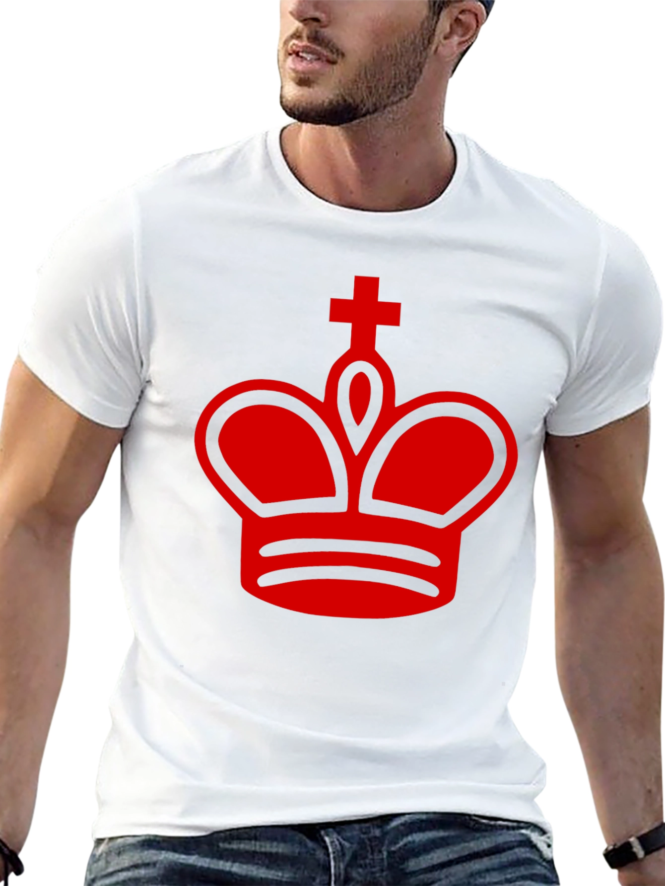 King Chess Piece Graphic Tee - Red Crown Design