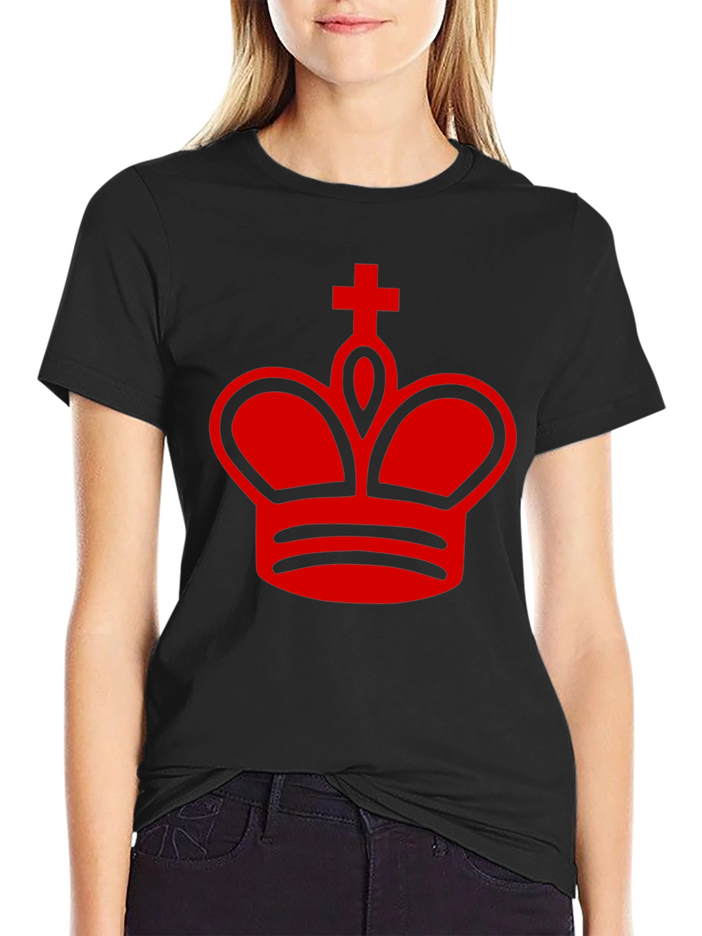 King Chess Piece Graphic Tee - Red Crown Design