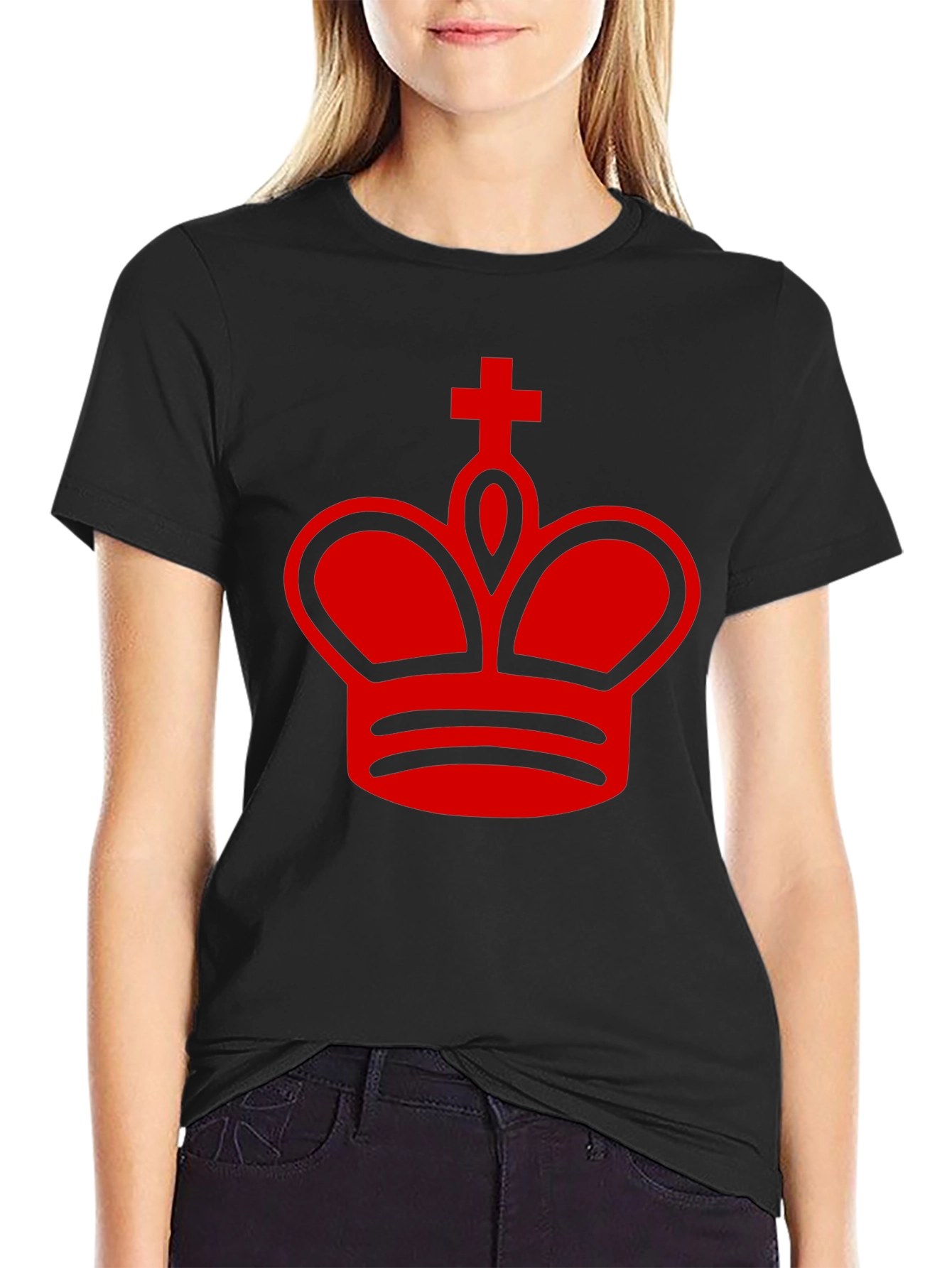King Chess Piece Graphic Tee - Red Crown Design