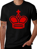 King Chess Piece Graphic Tee - Red Crown Design