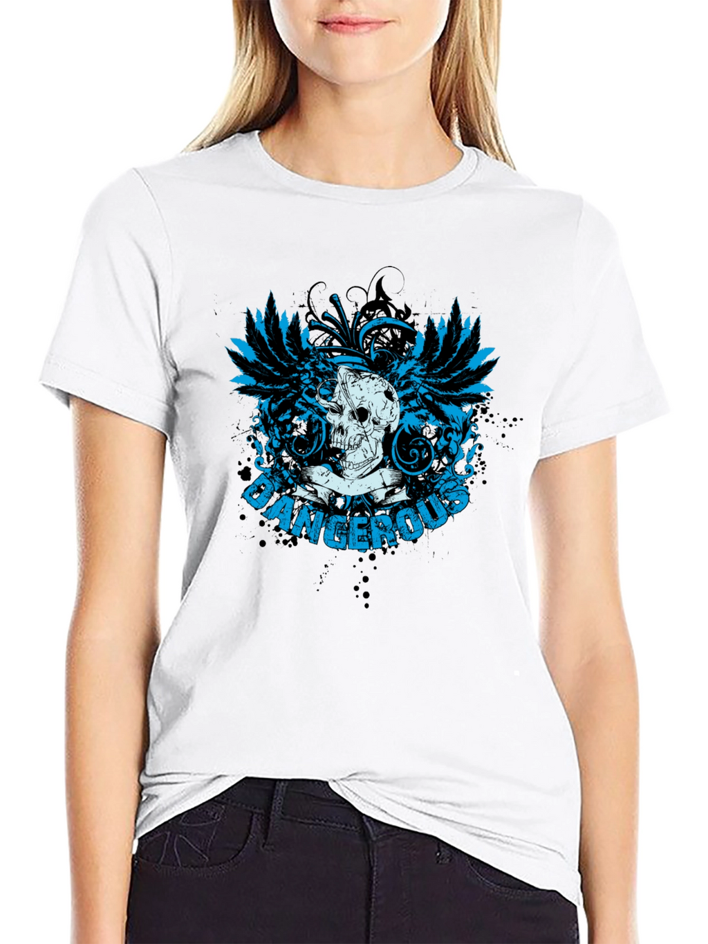 Dangerous Skull Graphic Print Mens Black T-shirt