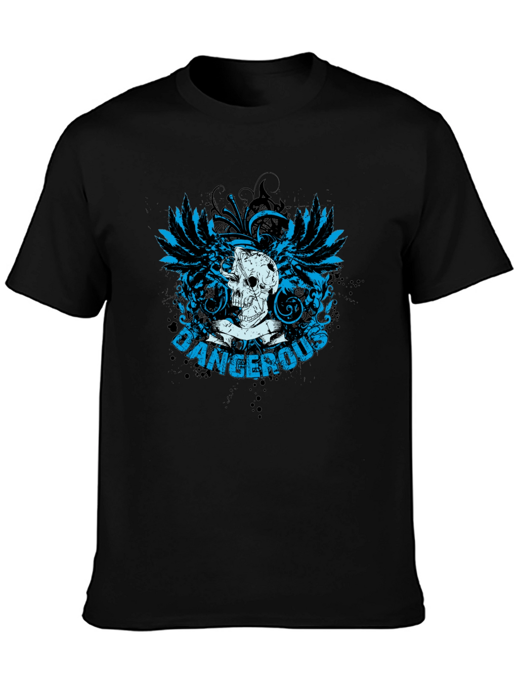 Dangerous Skull Graphic Print Mens Black T-shirt
