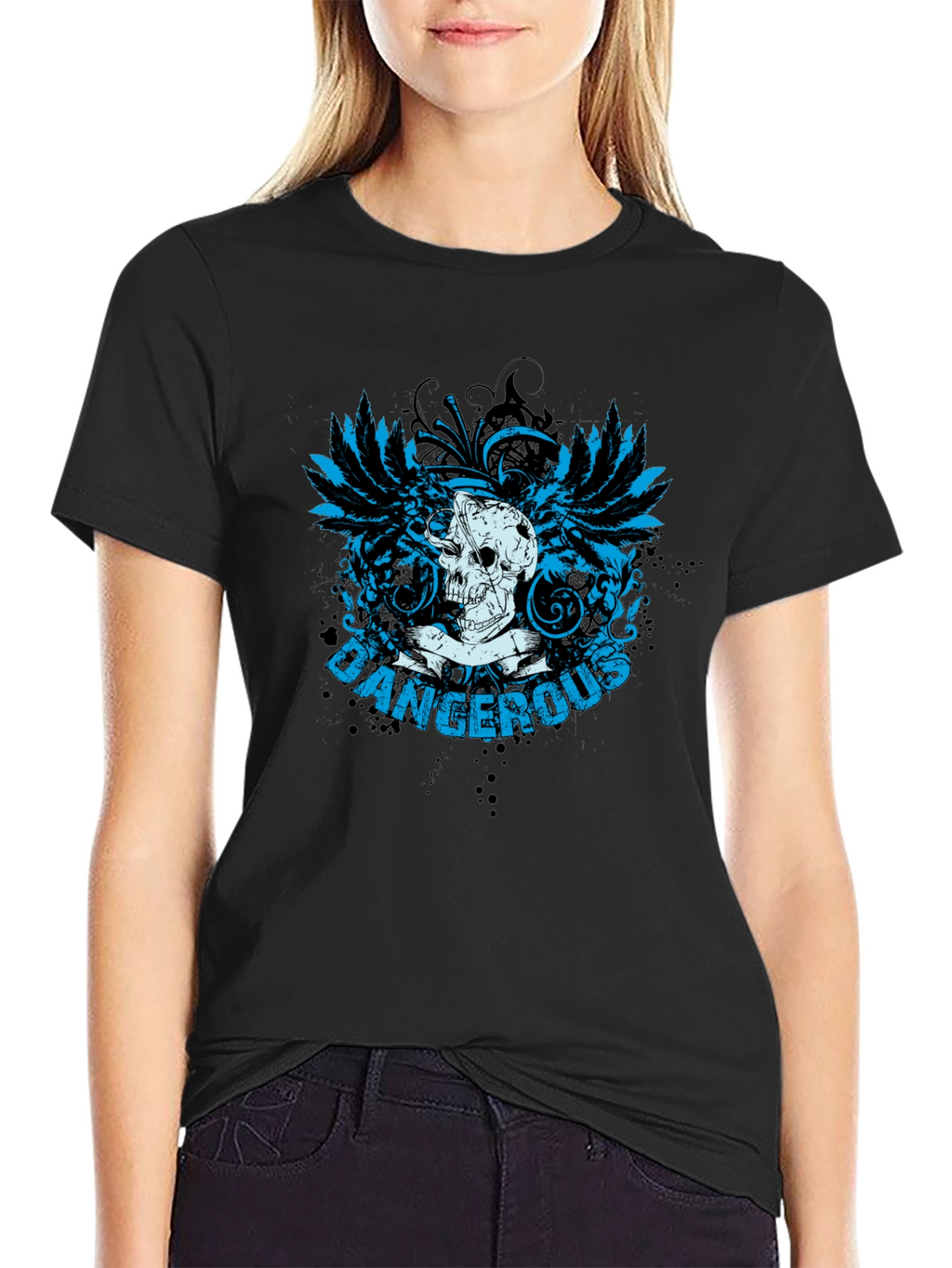 Dangerous Skull Graphic Print Mens Black T-shirt
