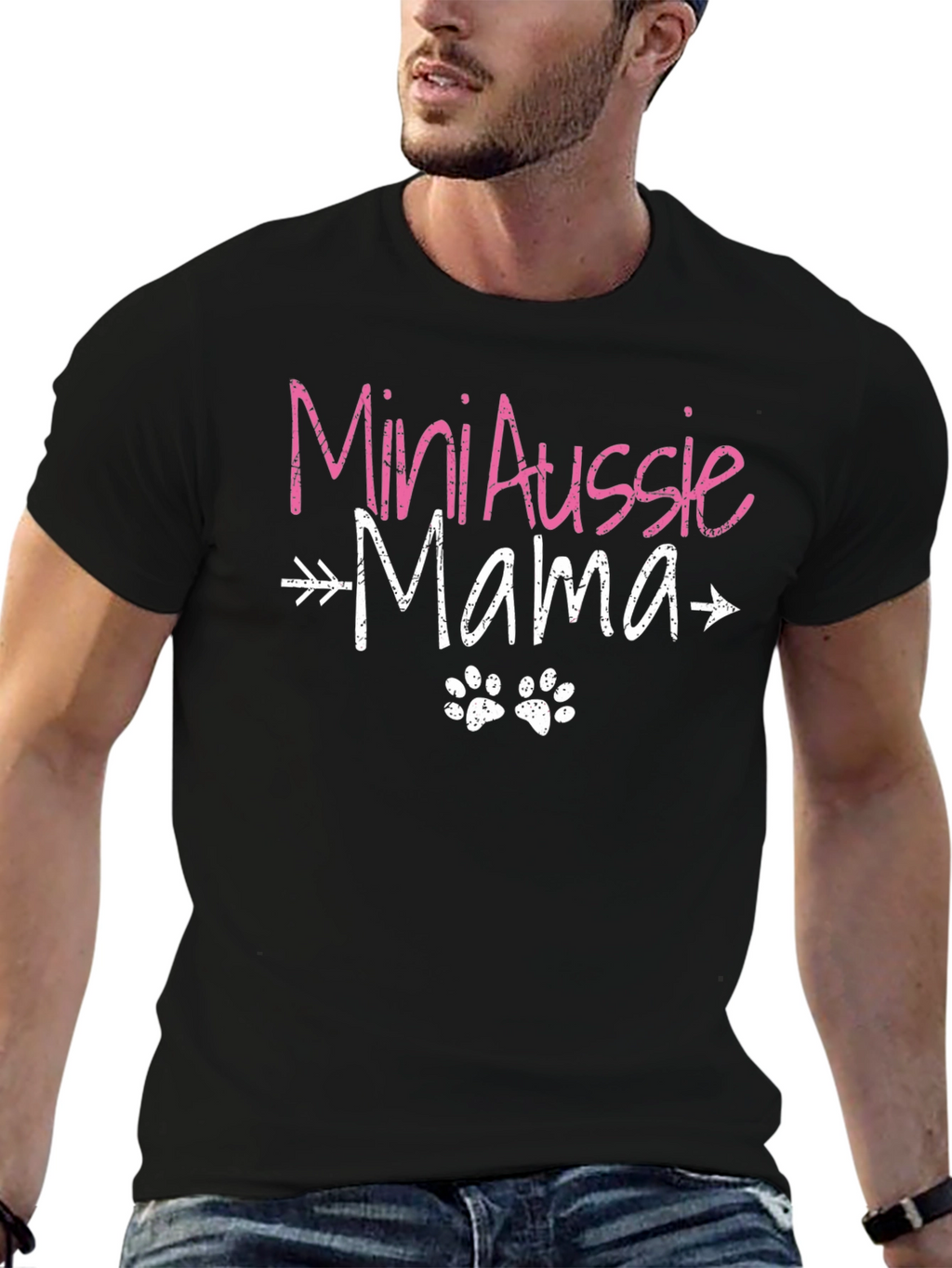 Mini Aussie Mama T-Shirt - Cute Dog Paw Design