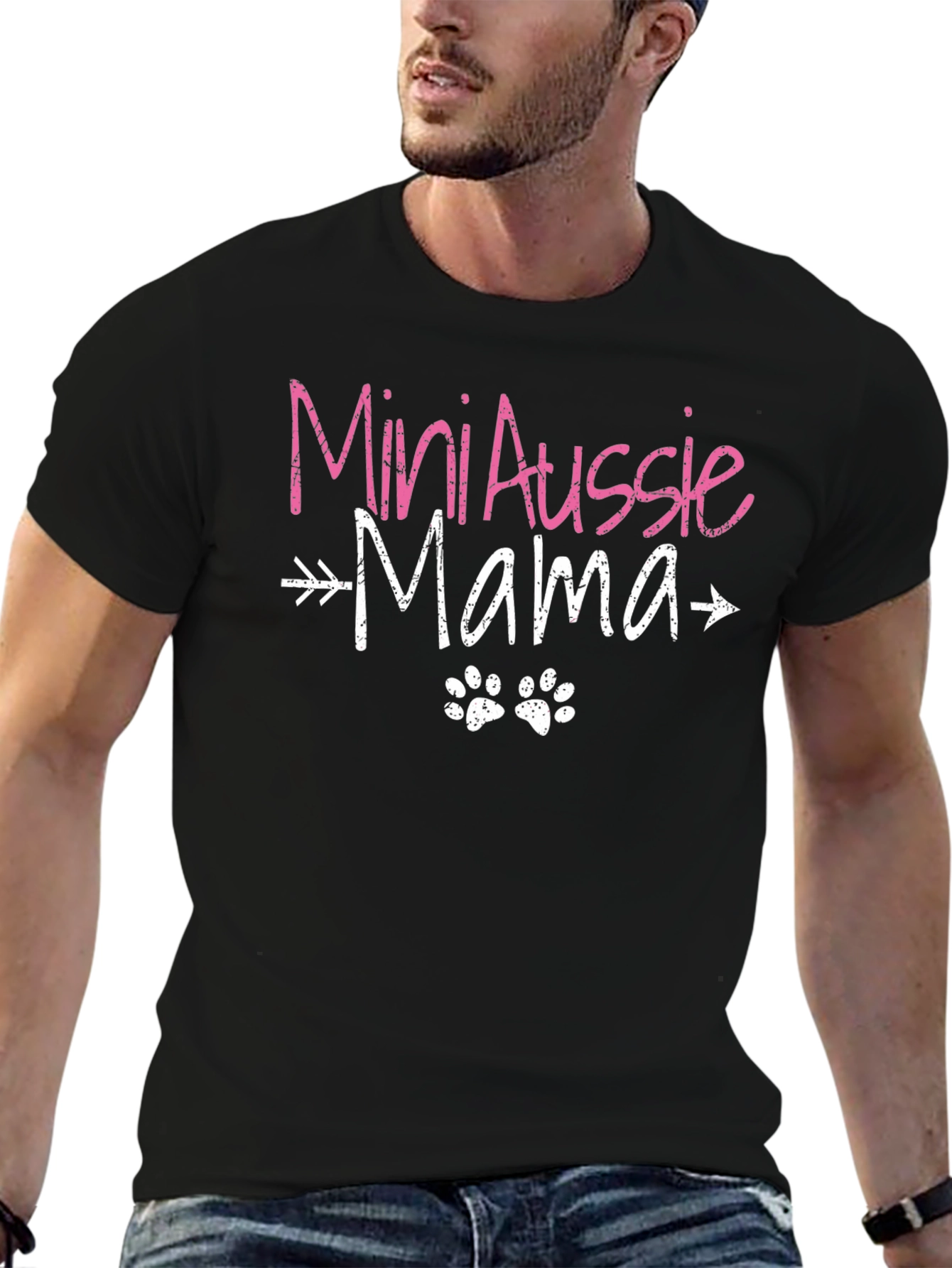 Mini Aussie Mama T-Shirt - Cute Dog Paw Design
