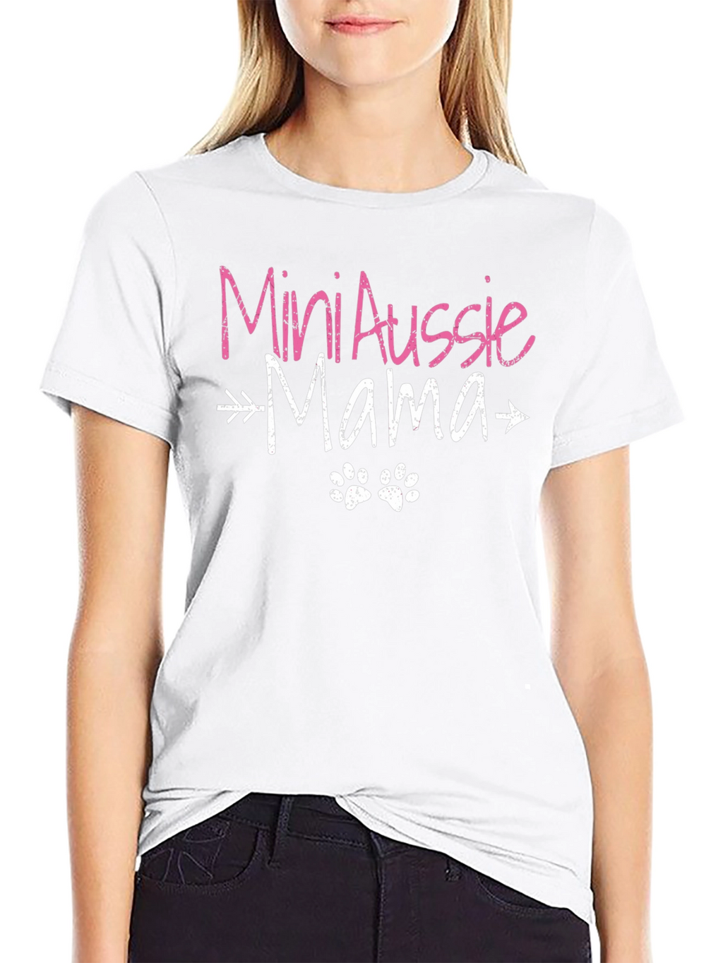 Mini Aussie Mama T-Shirt - Cute Dog Paw Design