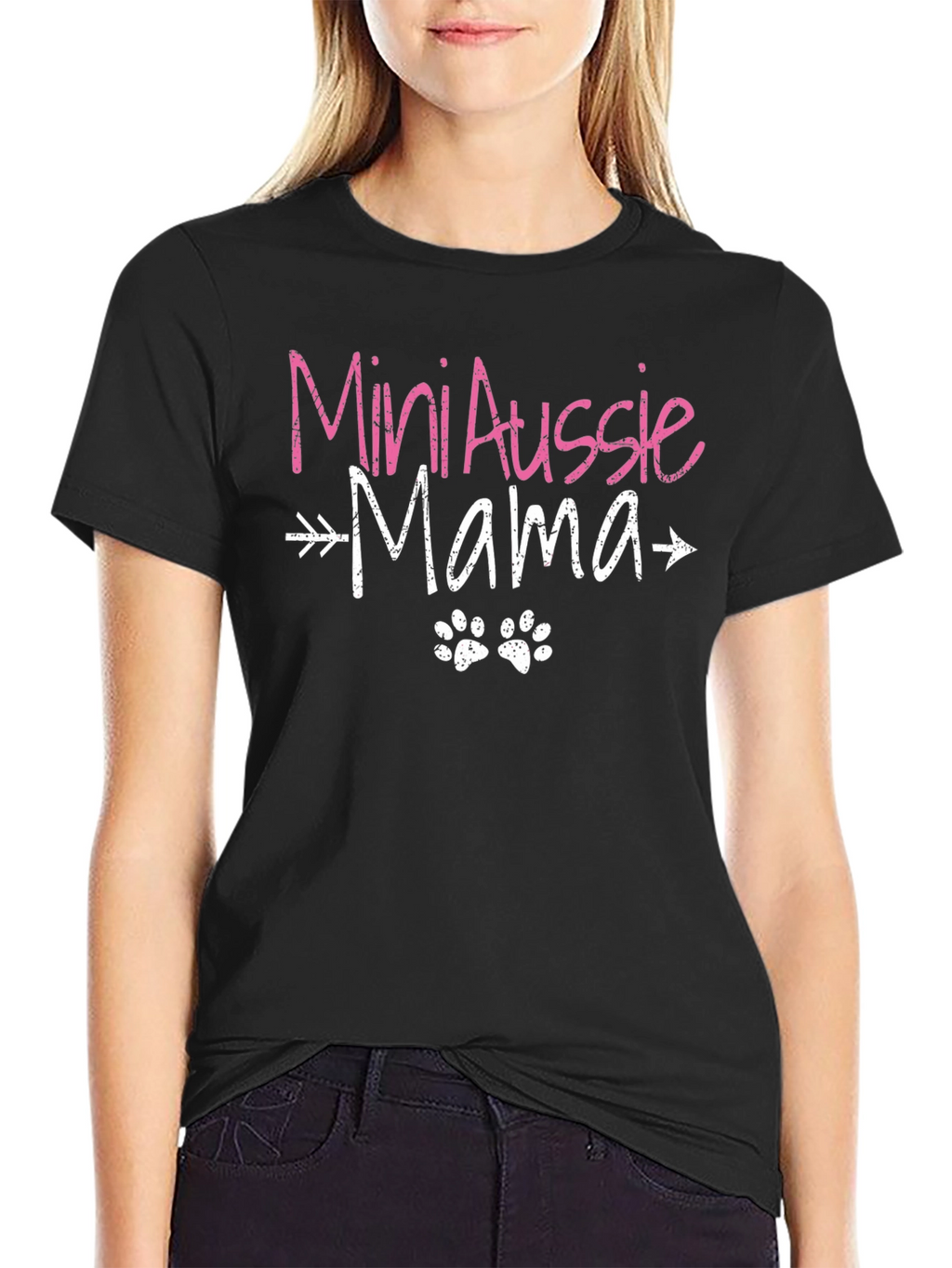 Mini Aussie Mama T-Shirt - Cute Dog Paw Design