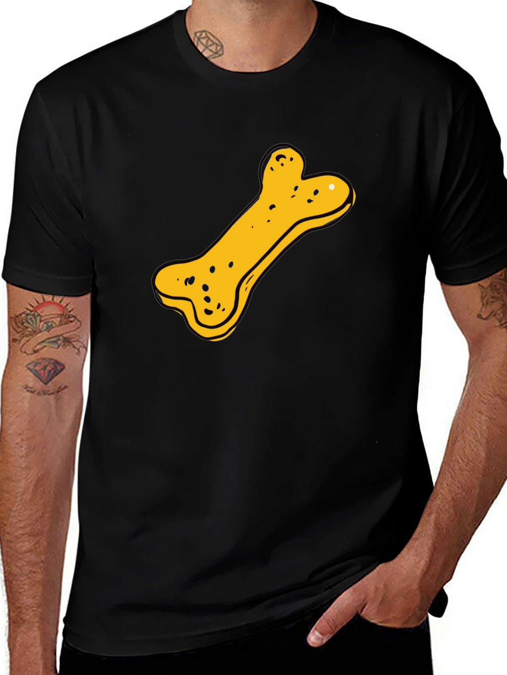 Dog Bone Graphic T-Shirt - Black