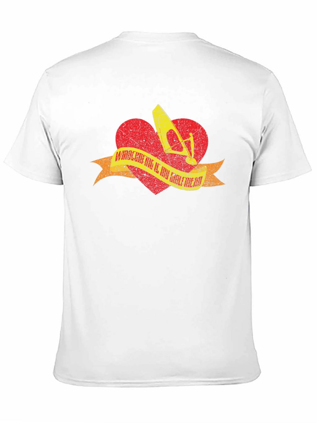 Windsurfing Heart T-Shirt - Black Distressed Design
