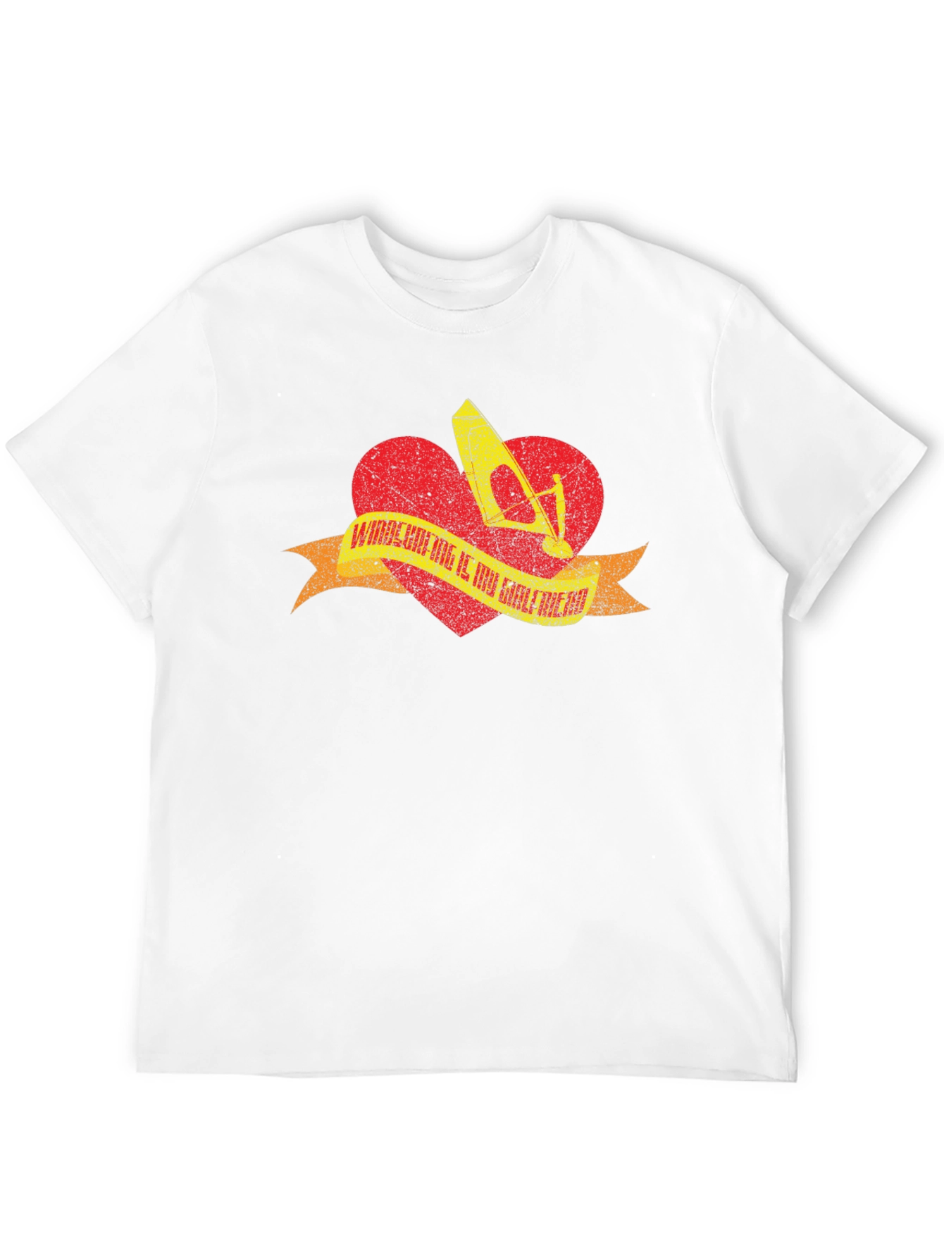 Windsurfing Heart T-Shirt - Black Distressed Design
