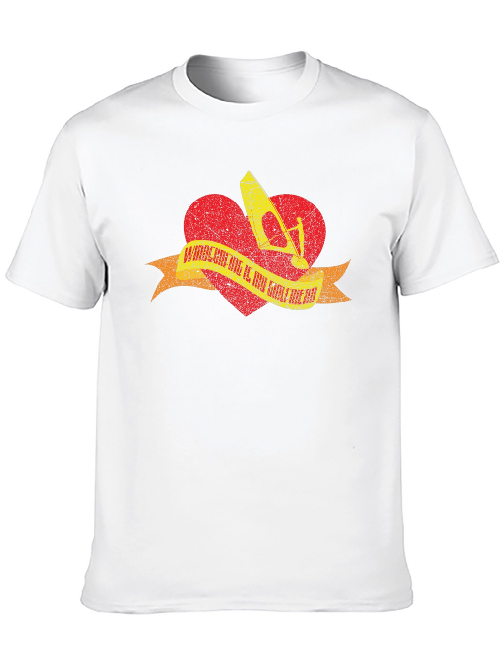Windsurfing Heart T-Shirt - Black Distressed Design