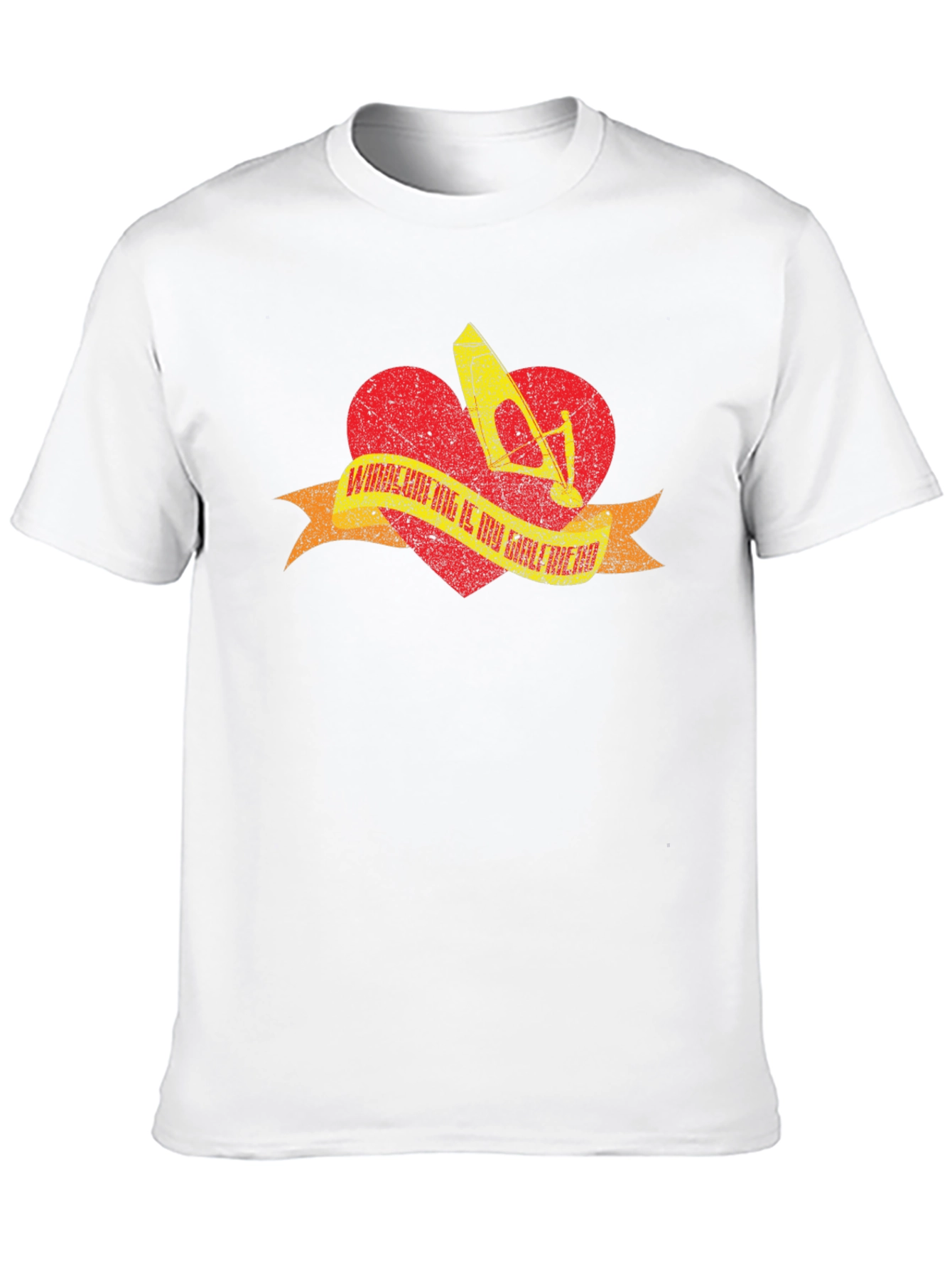 Windsurfing Heart T-Shirt - Black Distressed Design