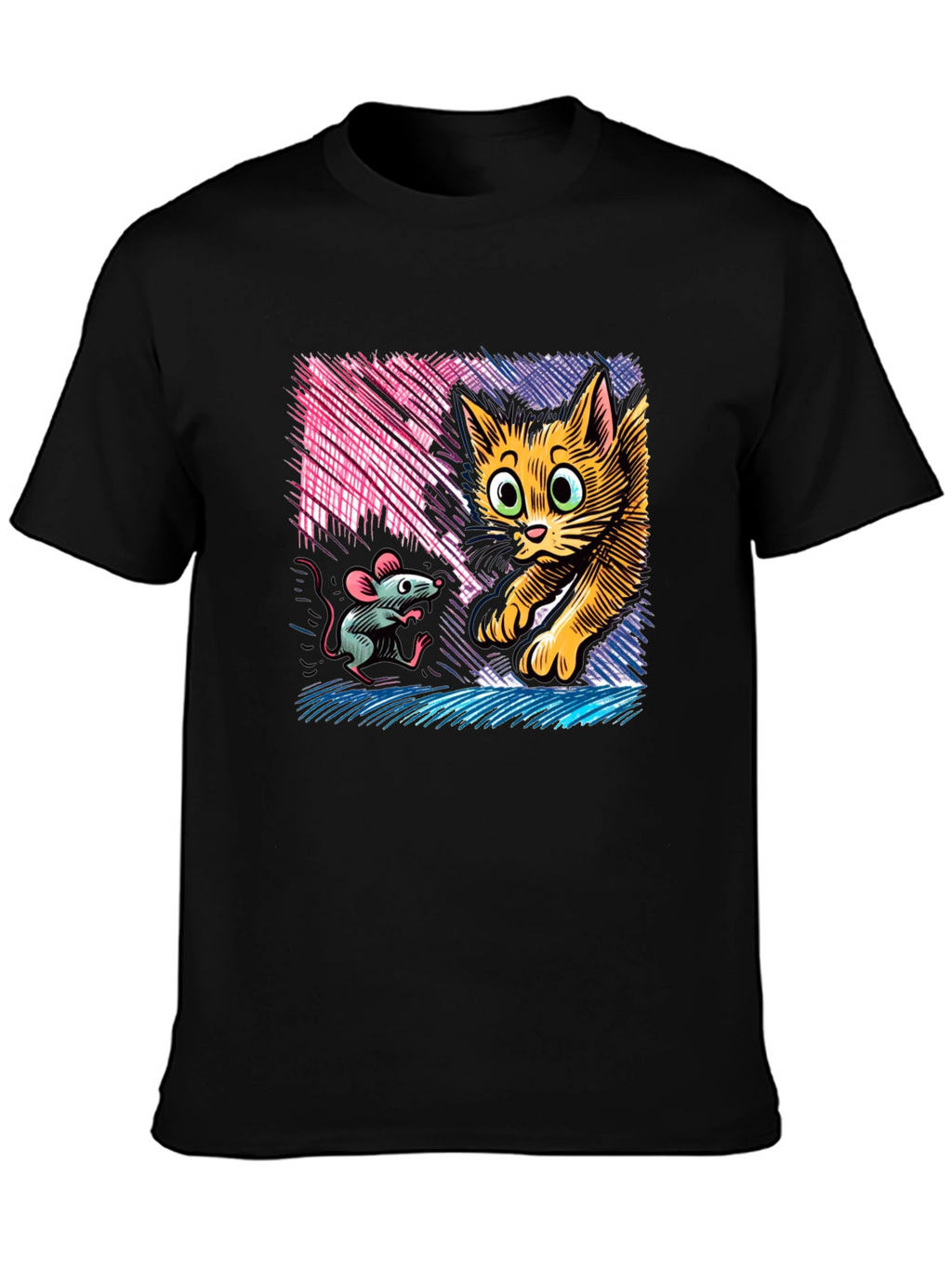 Cat and Mouse Graphic Tee - Black