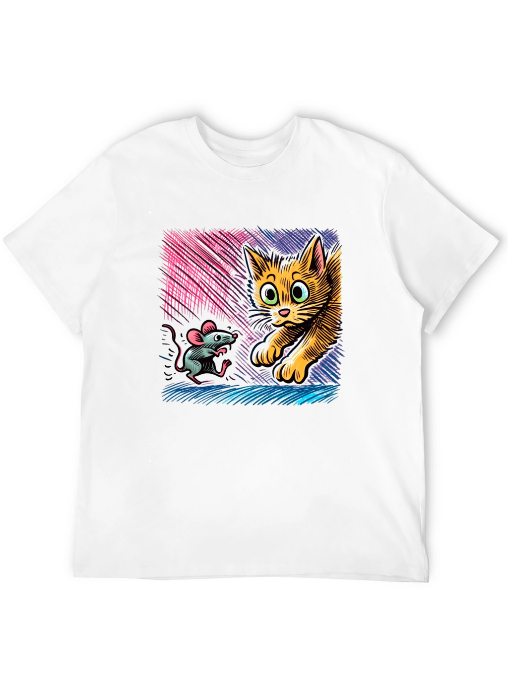 Cat and Mouse Graphic Tee - Black