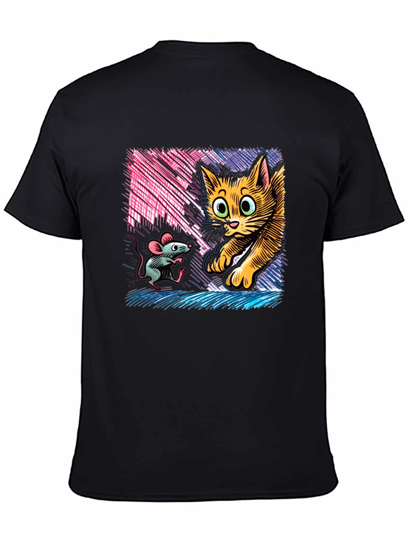 Cat and Mouse Graphic Tee - Black