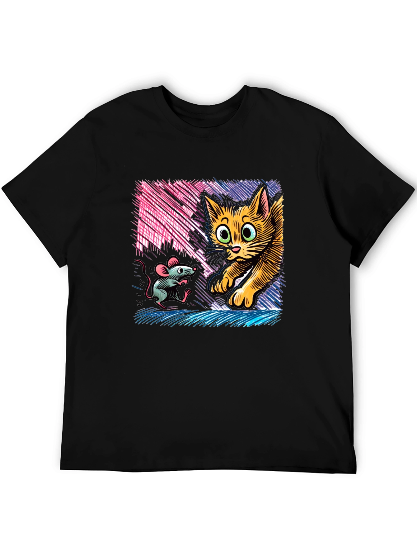 Cat and Mouse Graphic Tee - Black