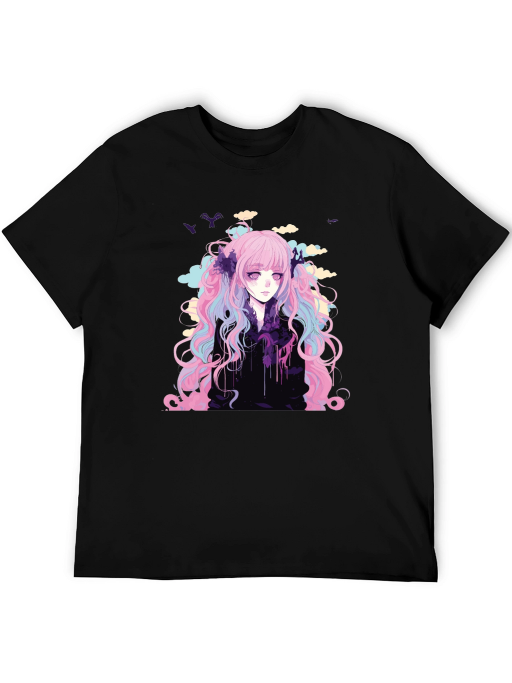 Anime Girl Graphic T-Shirt - Stylish Black Tee