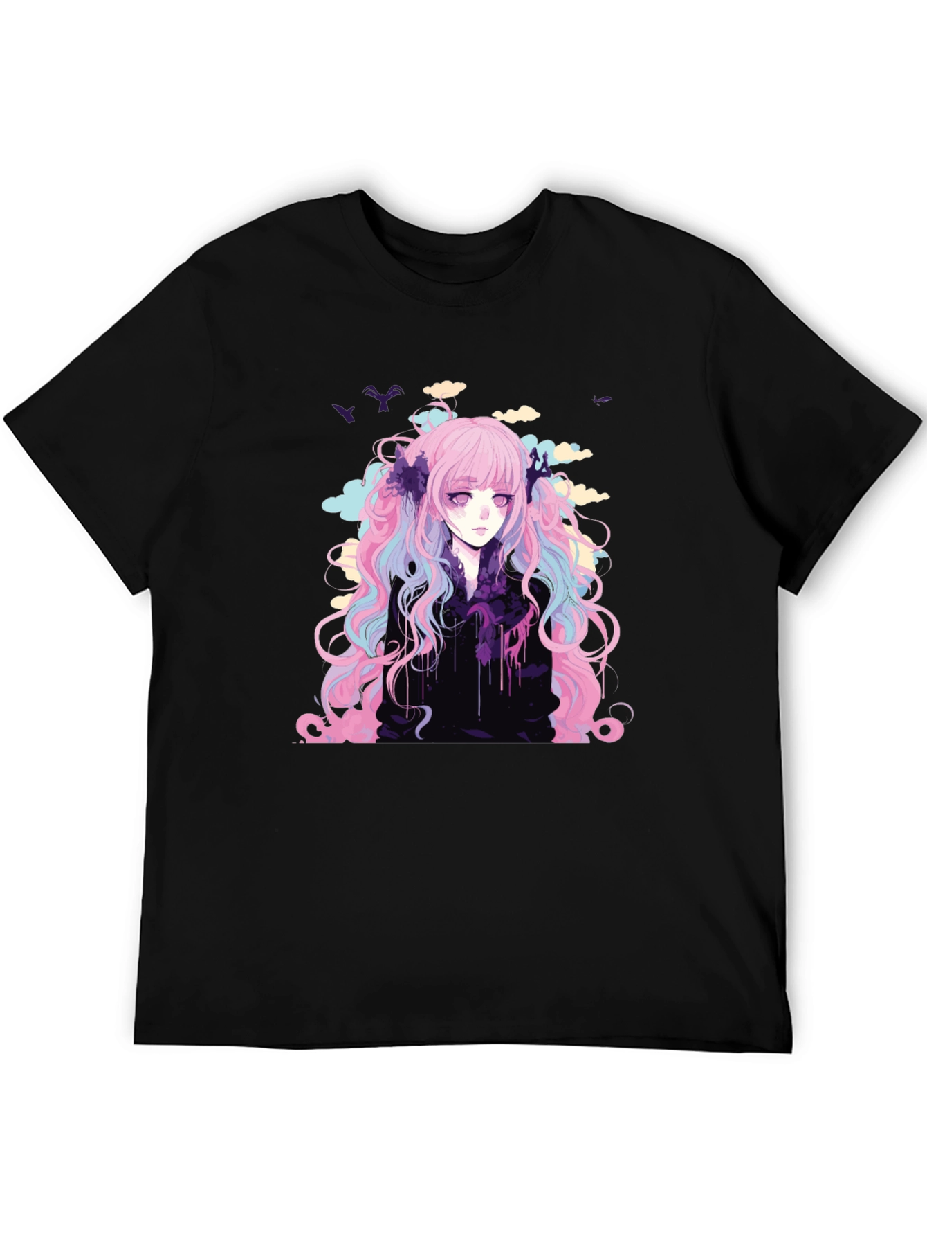 Anime Girl Graphic T-Shirt - Stylish Black Tee