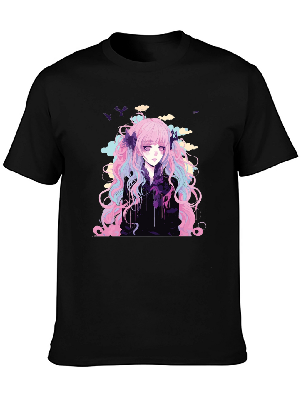 Anime Girl Graphic T-Shirt - Stylish Black Tee