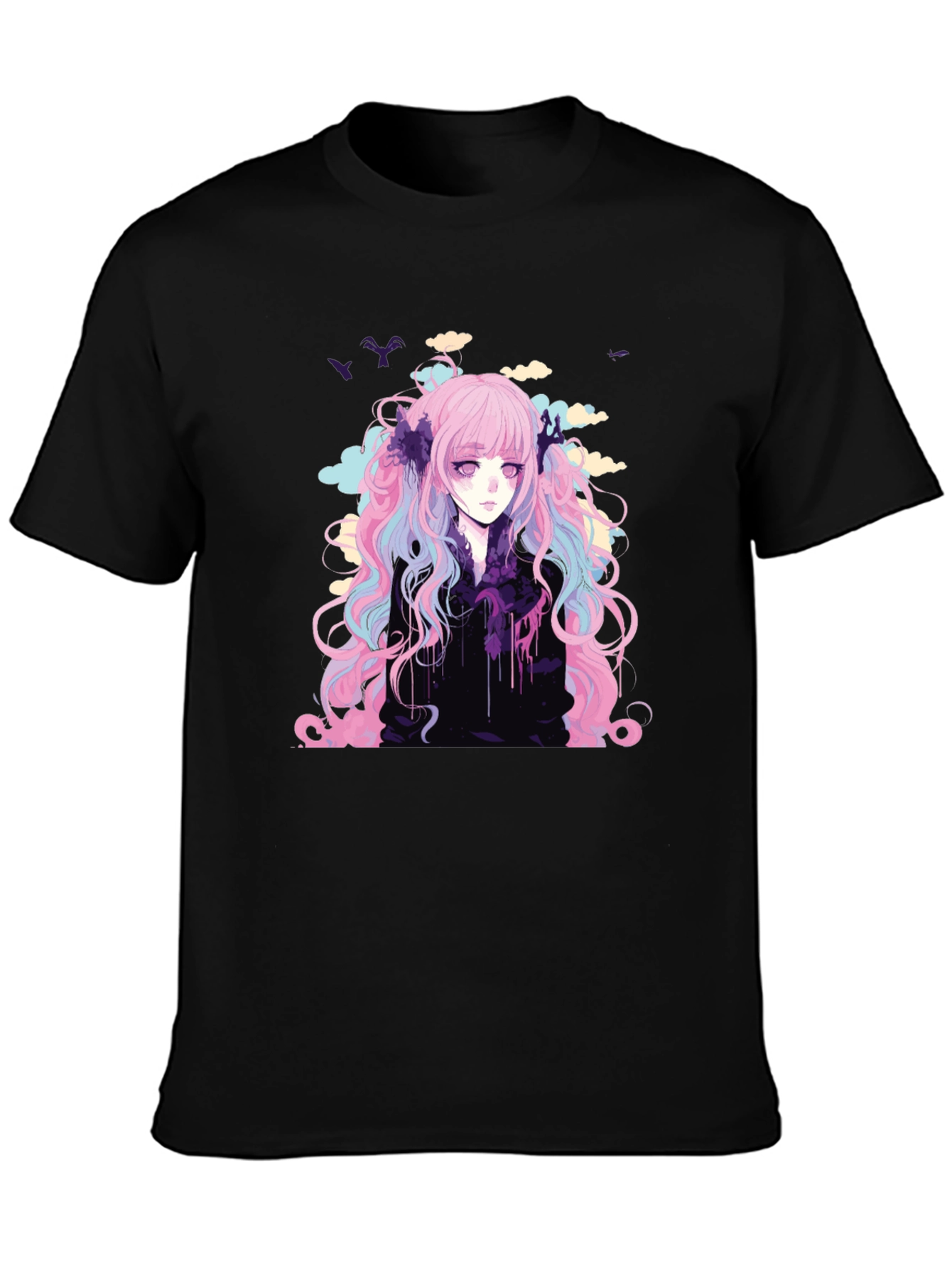 Anime Girl Graphic T-Shirt - Stylish Black Tee